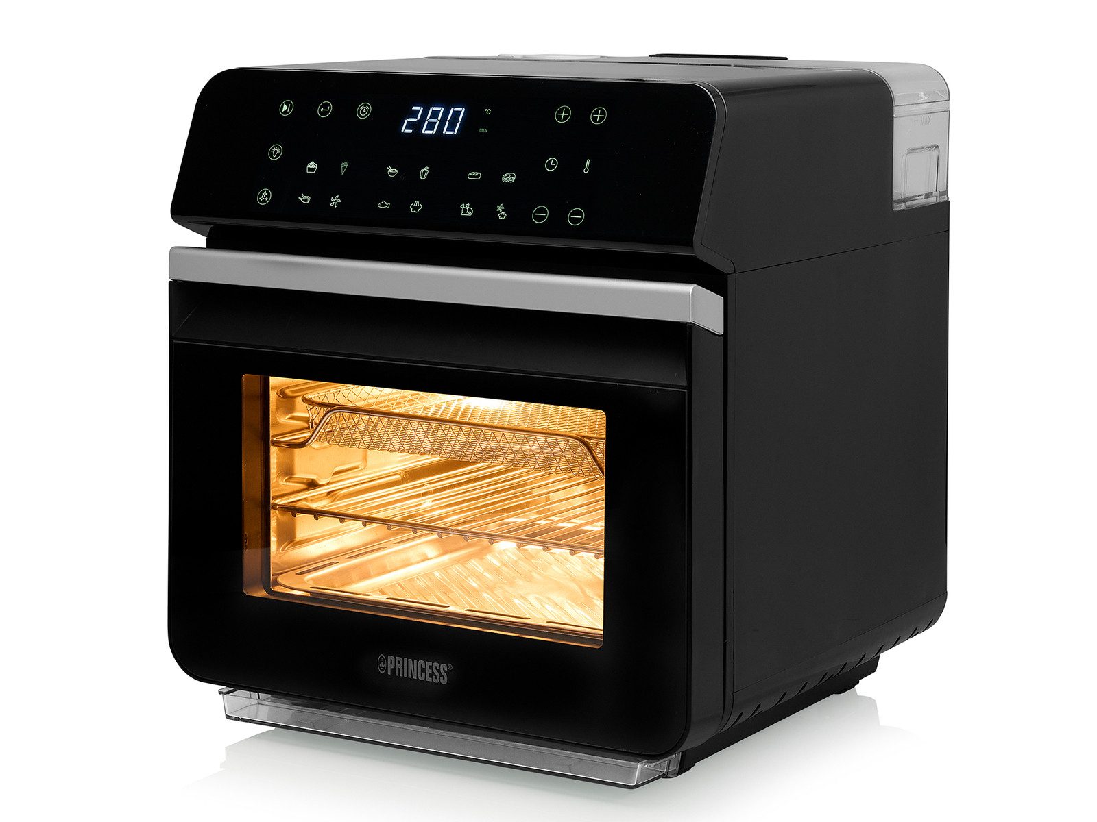 PRINCESS Heißluftfritteuse, 1550 W, Mini Backofen 10 Liter, Dampfgarer, Fritteuse ohne Öl, 1550 Watt