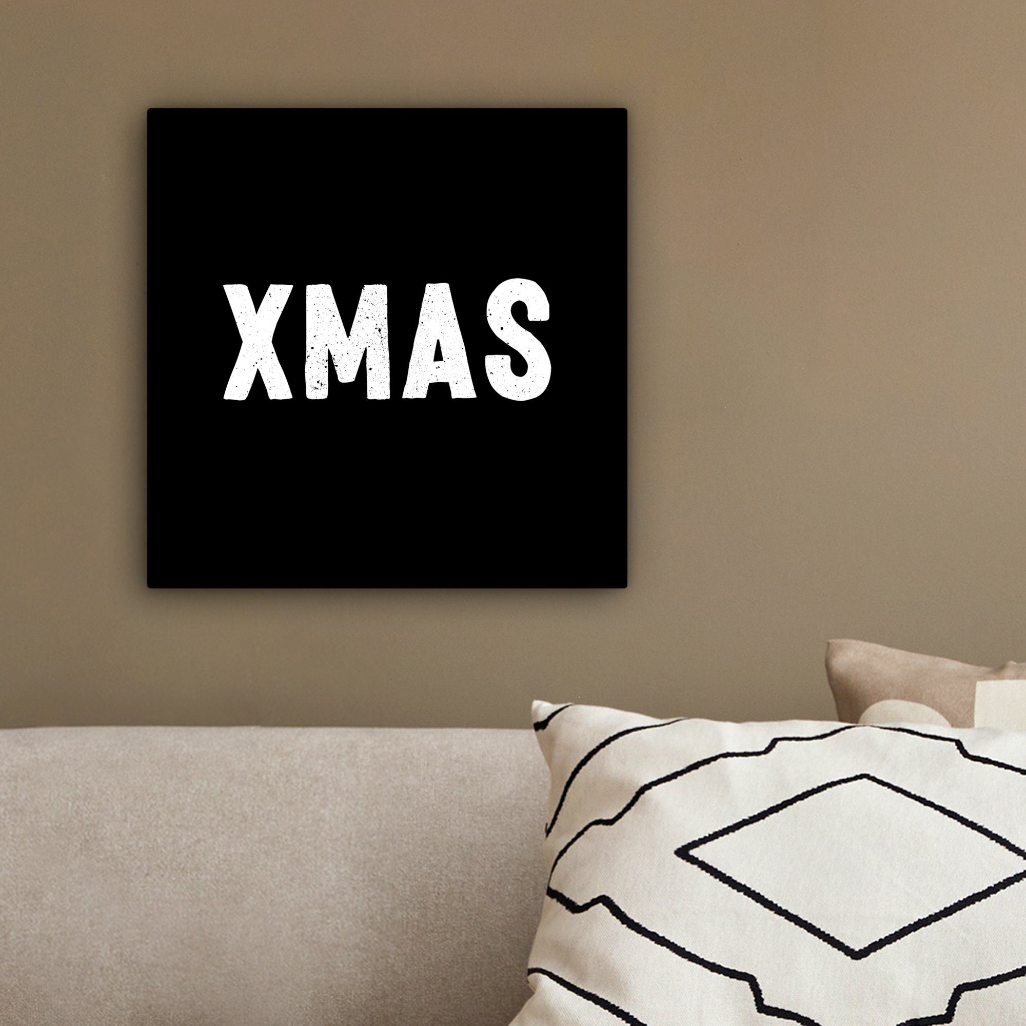 - Zitate 20x20 Xmas für - Schlafzimmer, Leinwandbild Bilder Schwarz Wohnzimmer - (1 St), - Leinwand cm OneMillionCanvasses® Feiertage, Weihnachten