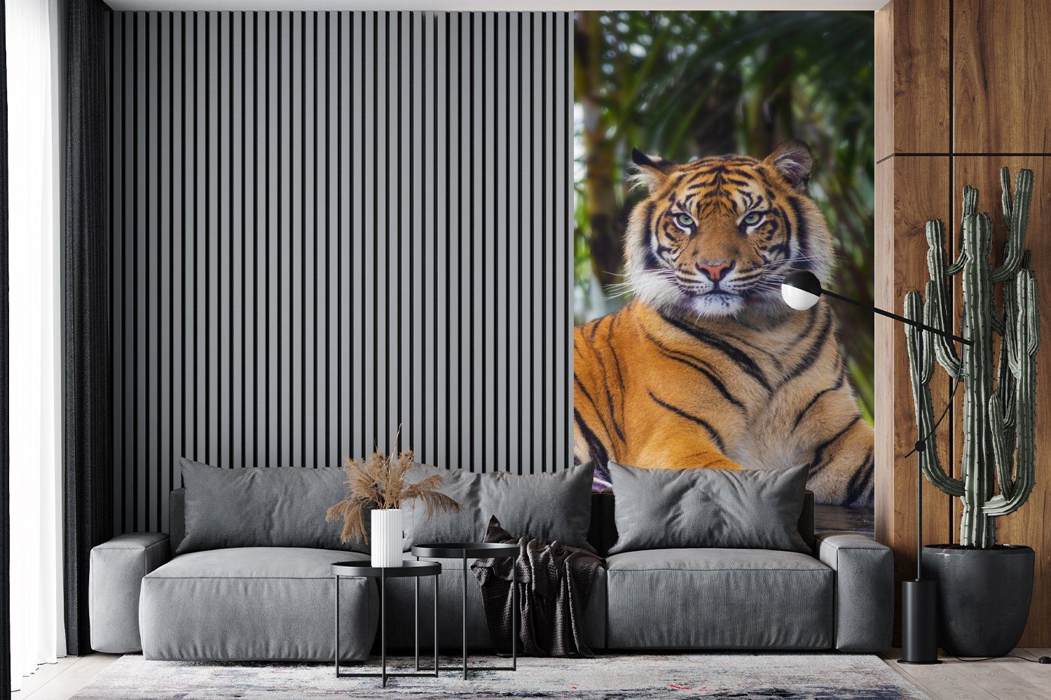 Schlafzimmer Matt, Wohnzimmer Dschungel, Fototapete bedruckt, St), (2 Tiger - Tiere Fototapete - Wald MuchoWow Küche, Vliestapete für -