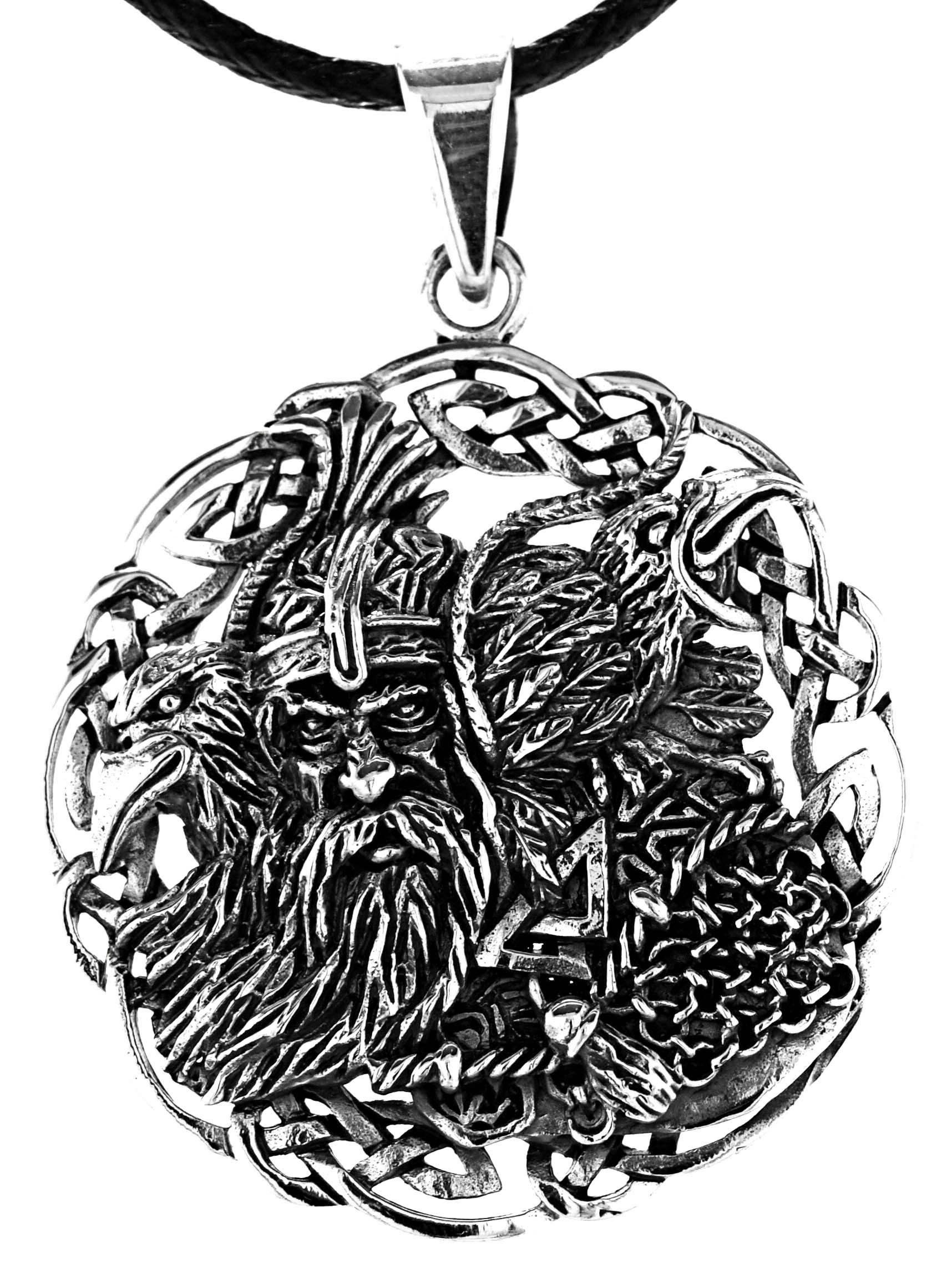 Kettenanhänger Odin mit Raben Anhänger 925 Silber Wikinger Gott Hugin Munin Götter
