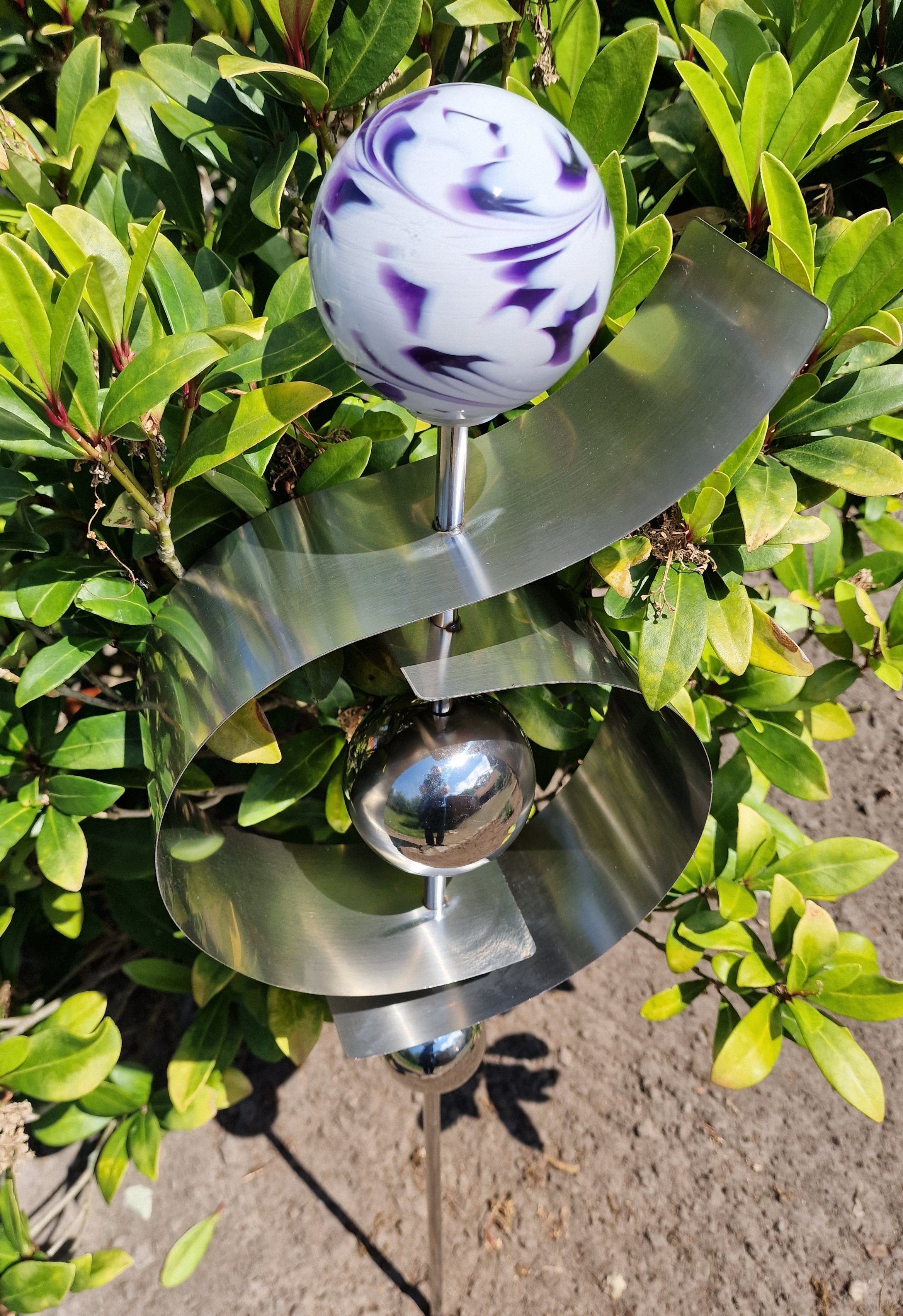 Jürgen Bocker - Gartenambiente Gartenstecker Glaszauber Jupiter aus Edelstahl 100 cm Beetstecker Glaskugel