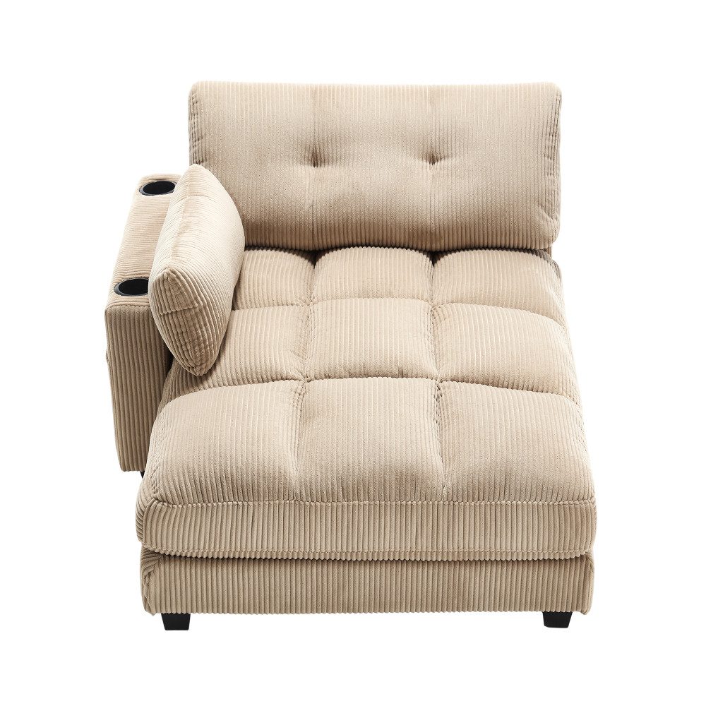 BBG Sessel Cord Sessel XXL mit USB & Type-C Anschluss, 140x112x81 cm (Loungesessel mit Getränkehalter & Seitentasche), Weicher Fernsehsessel mit Kissen, Moderner Relaxsessel