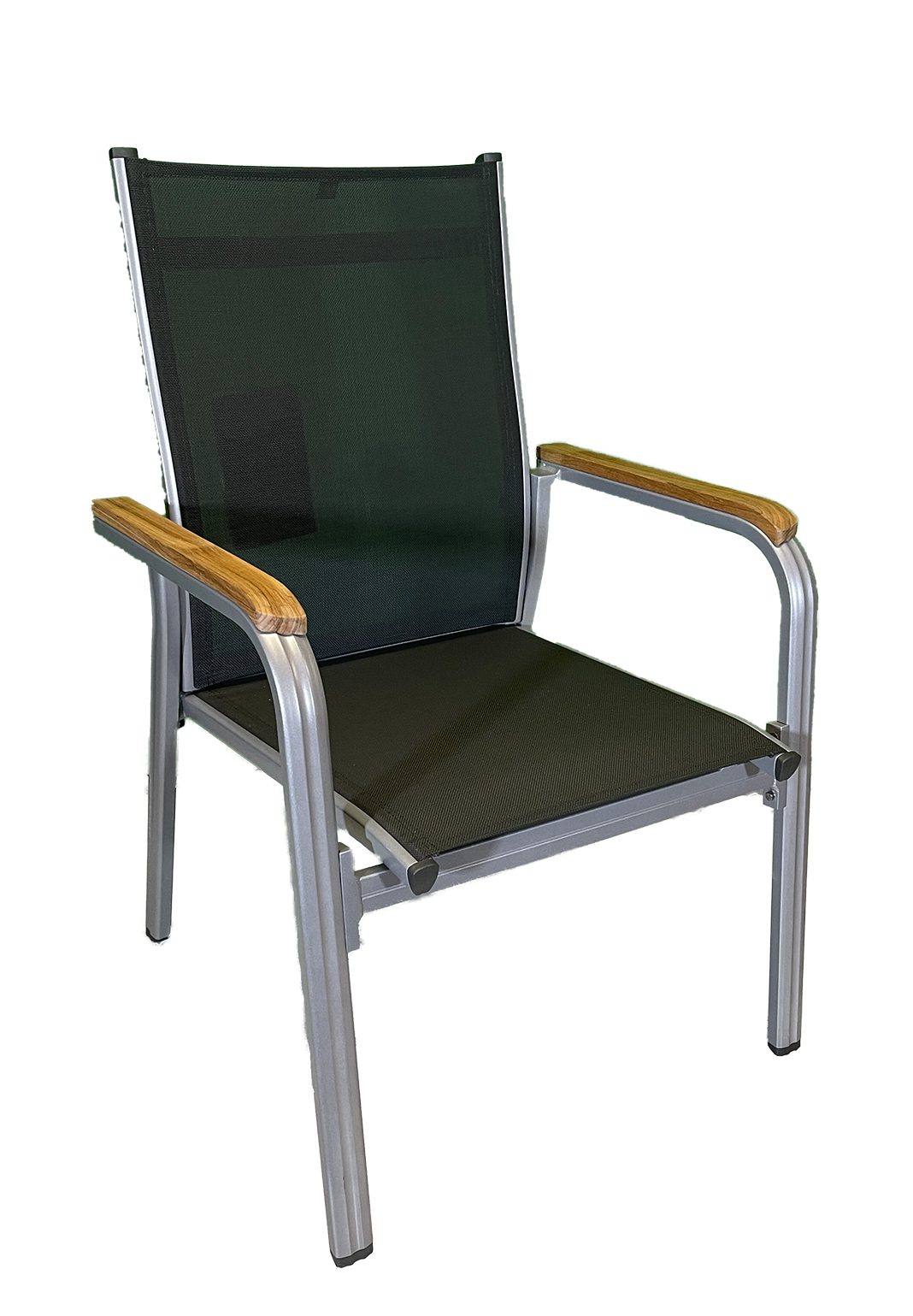 KETTLER Stapelstuhl GRANADA Stapelsessel, silber / anthrazit, Alu / Textilene / Teak