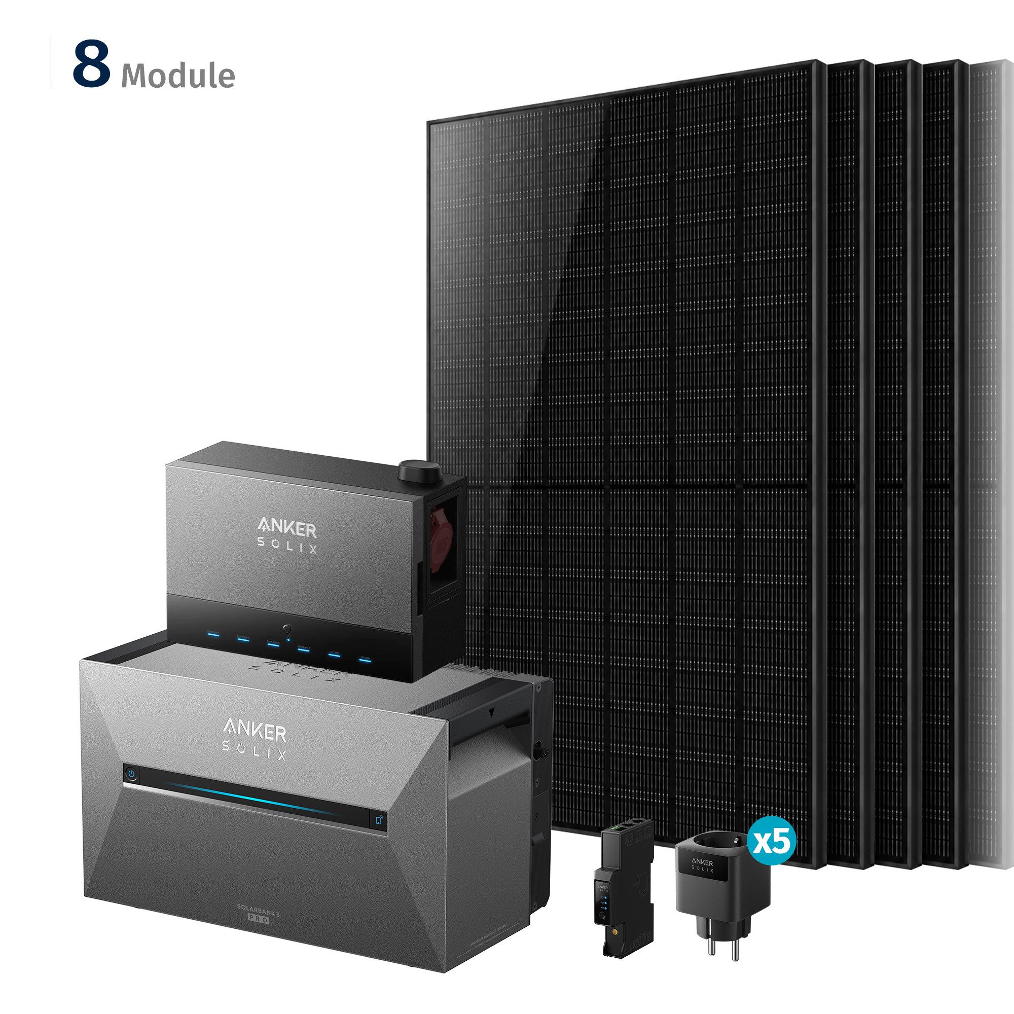 SolarMars Balkonkraftwerk mit Speicher 4000W mit Power Dock Solarbank Multisystem, (mit Anker Solix Solarbank 3 E2700 Pro und BP2700)
