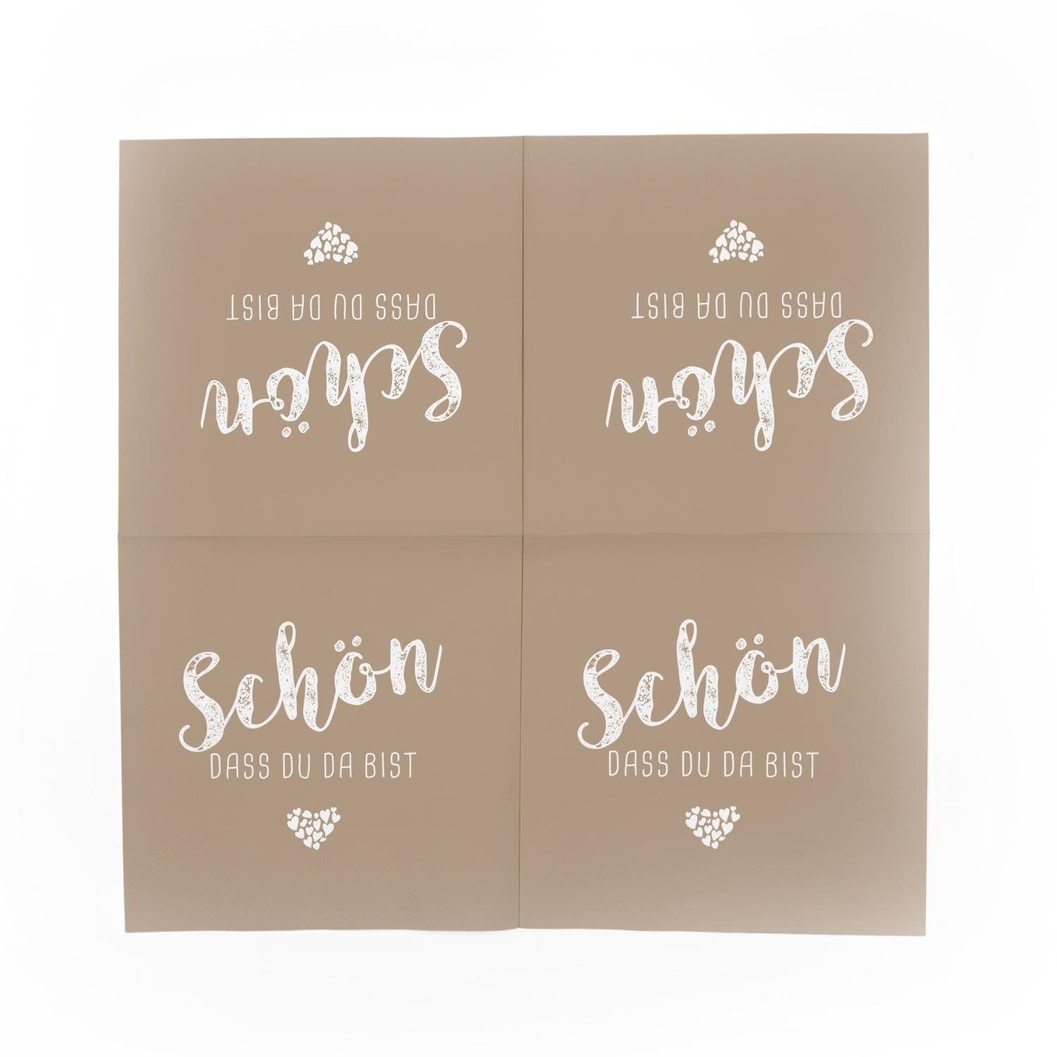 itenga Papierserviette itenga 6x Windlicht + 40x Servietten - Schön dass du da bist - Latte M – Bild 4 von 4