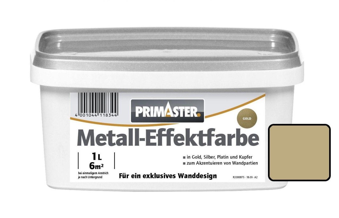 Primaster Strukturpaste Primaster Metall-Effektfarbe 1 L gold seidenglanz