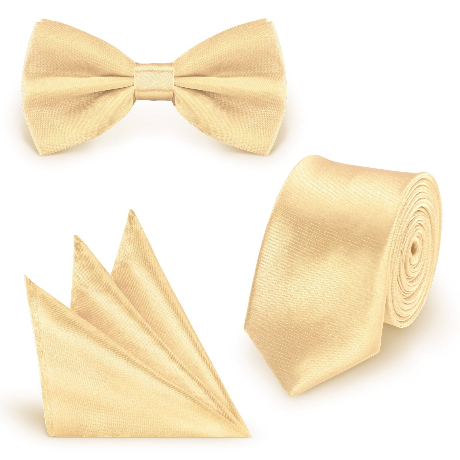 StickandShine Krawatte Krawatte Fliege Einstecktuch SET 3 Teilig Uni Polyester 5 cm Breite (Krawatte Fliege und Einstecktuch, Spar-SET, 3 Teilig) SET Uni