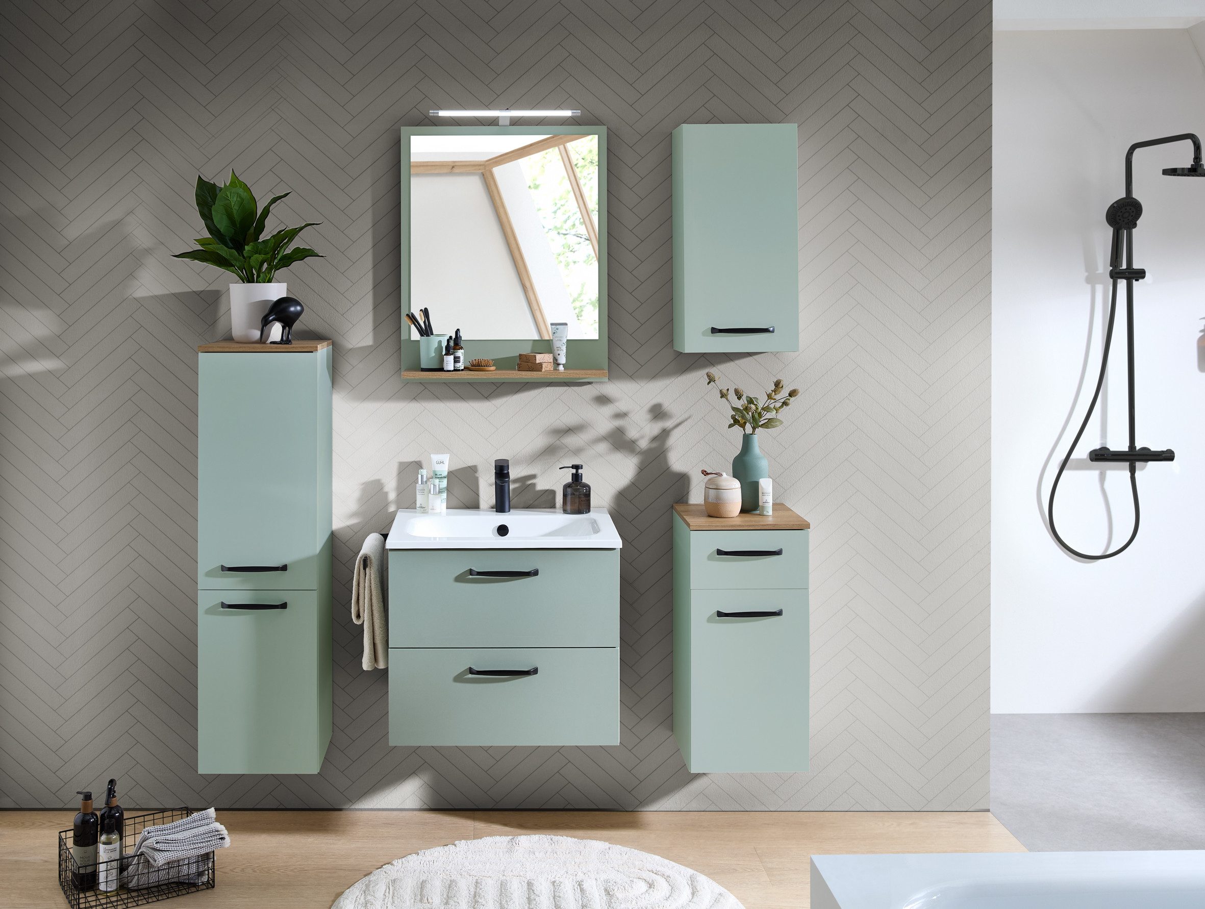 Saphir Hängeschrank Quickset 500, Badschrank 32,4 cm, 1 Tür, 2 Einlegeboden Badezimmer-Hängeschrank, Wandschrank