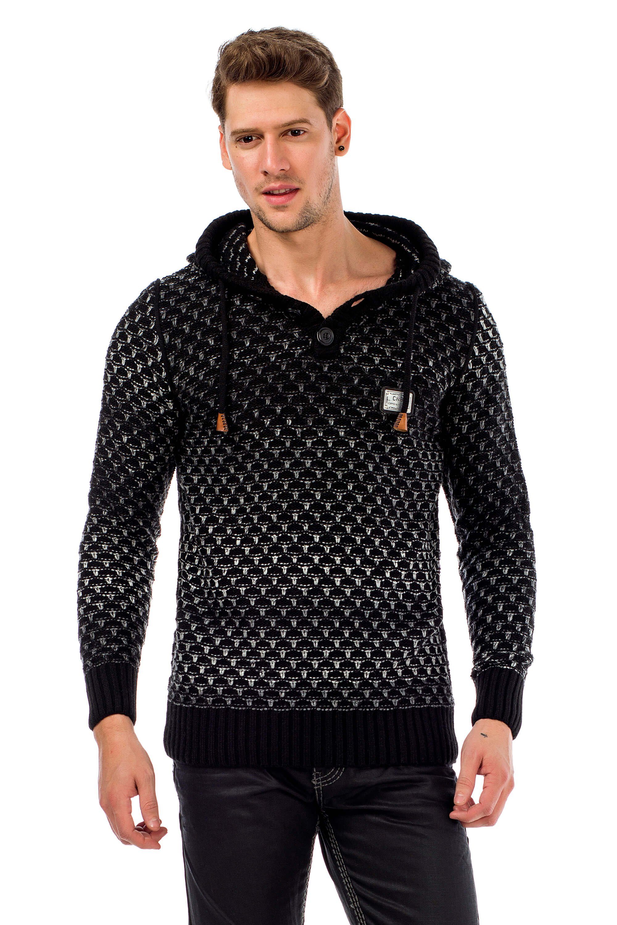 Cipo & Baxx Kapuzensweatshirt mit coolem Muster schwarz