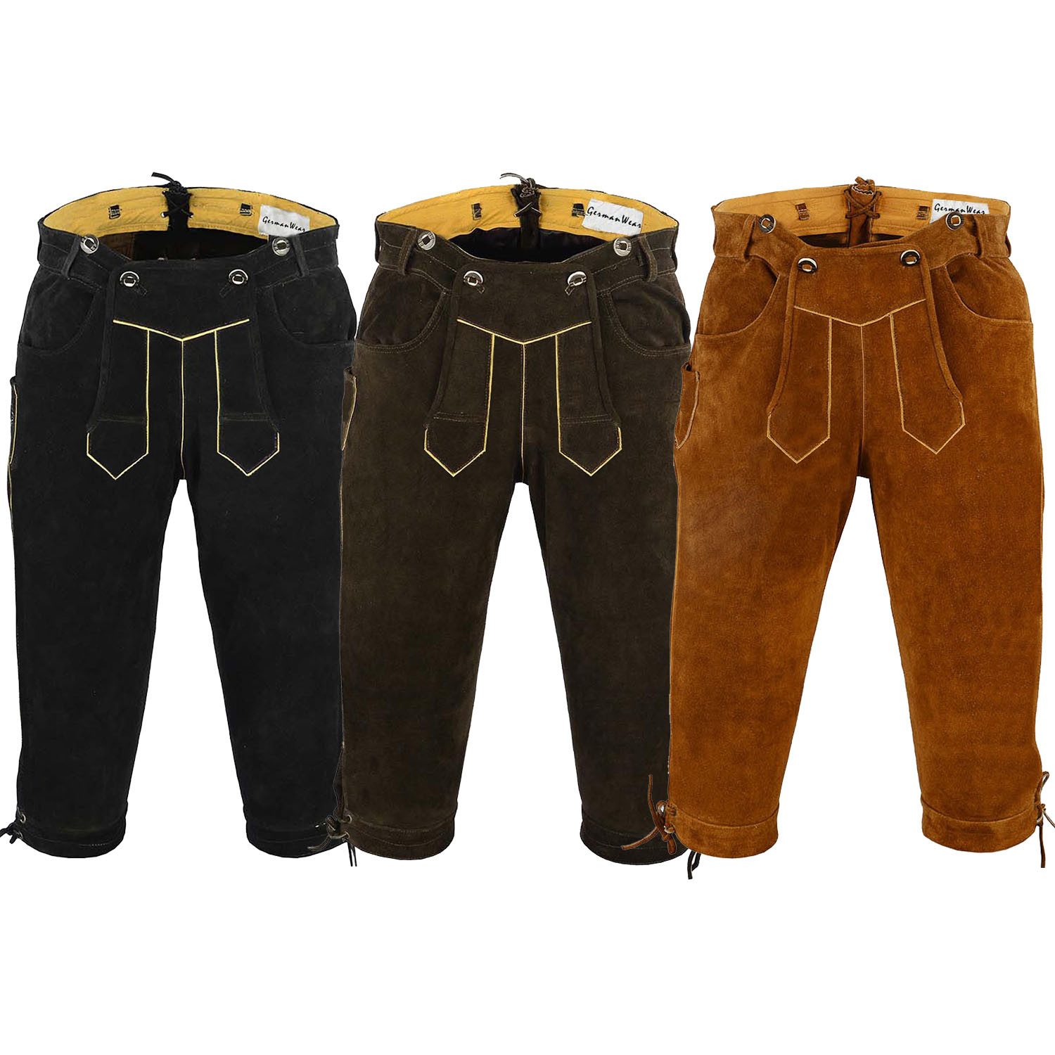 German Wear Trachtenlederhose GW830 Kniebundhose Trachten Lederhose Ohne Stickerei