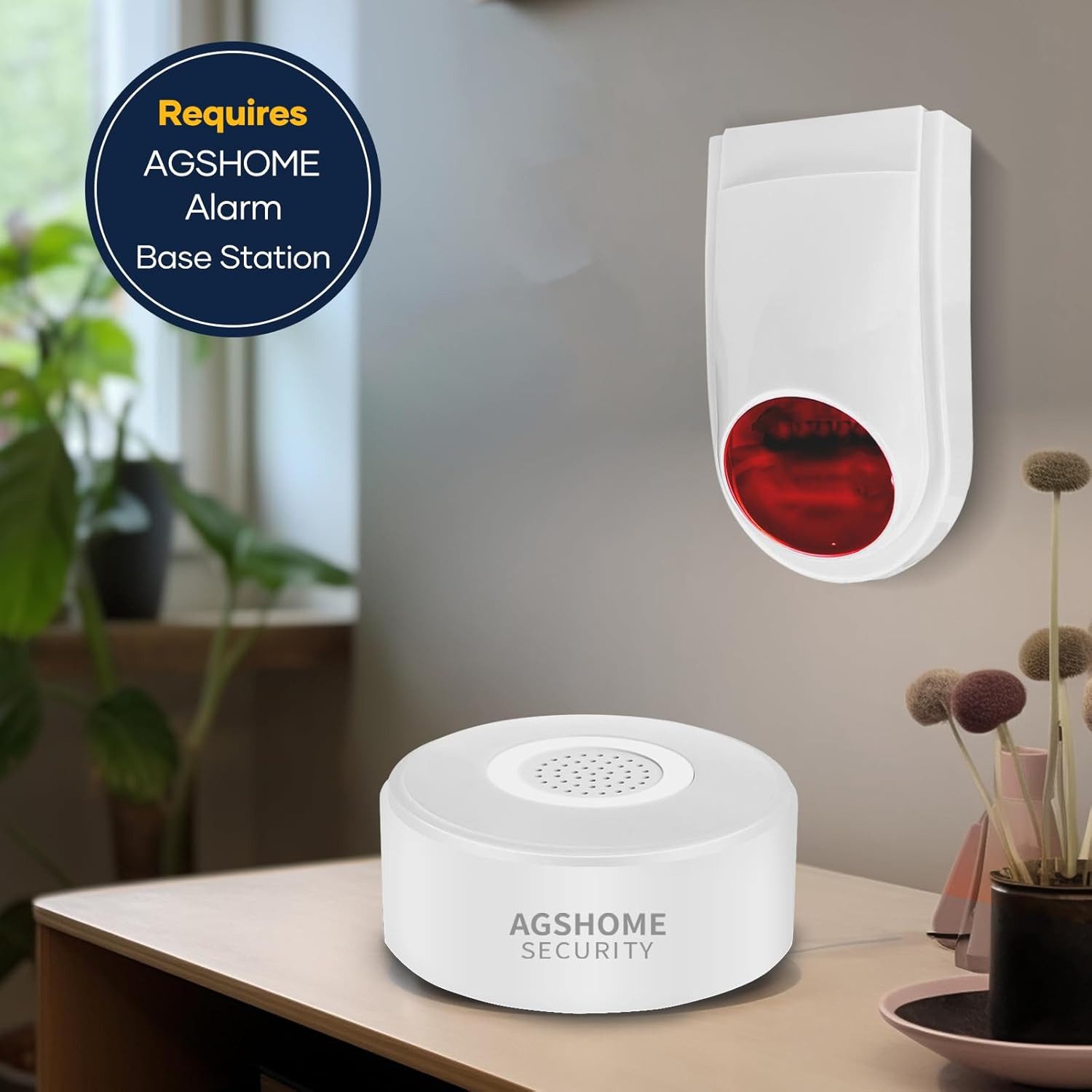 FELIXLEO Bewegungsmelder Alarmsirene Außen 130 dB Rotes LED Blinklicht Sirene