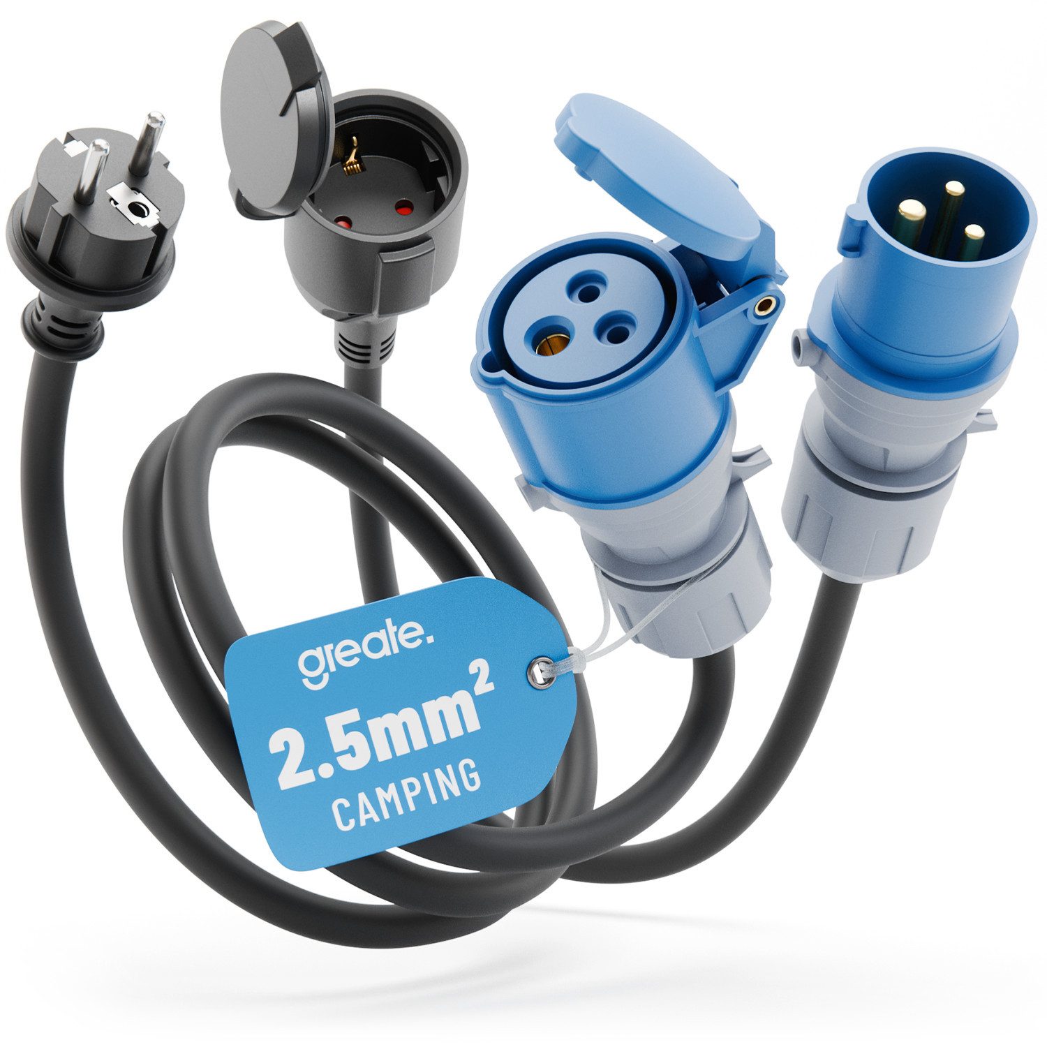 greate. Schuko Stecker auf CEE Kupplung & CEE Stecker auf Schuko Kupplung CEE-Adapterkabel, Schutz gegen Spritzwasser & Staub - Robuster PVC Stecker