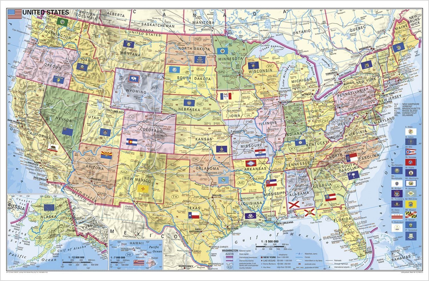 USA Bundesstaaten mit Postleitzahlen 1:5500000 / Heinrich Stiefel