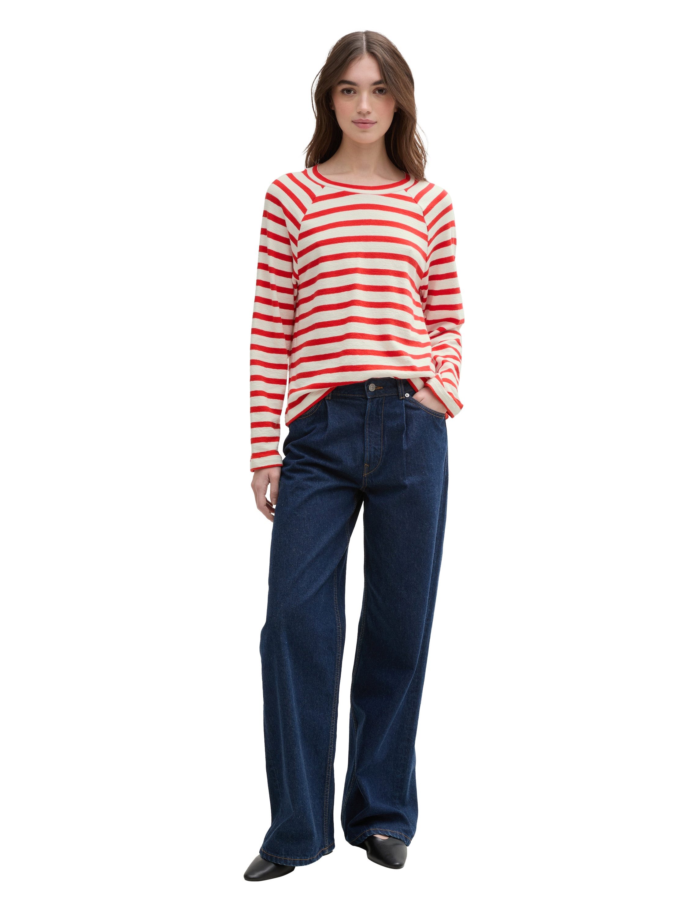 TOM TAILOR Denim Langarmshirt mit Streifenmuster
