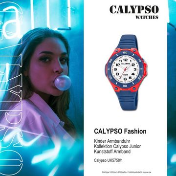 CALYPSO WATCHES Quarzuhr Calypso Kinder Uhr K5758/1 Kunststoff PU, Kinder Armbanduhr rund, Kunststoff, PUarmband blau, Fashion