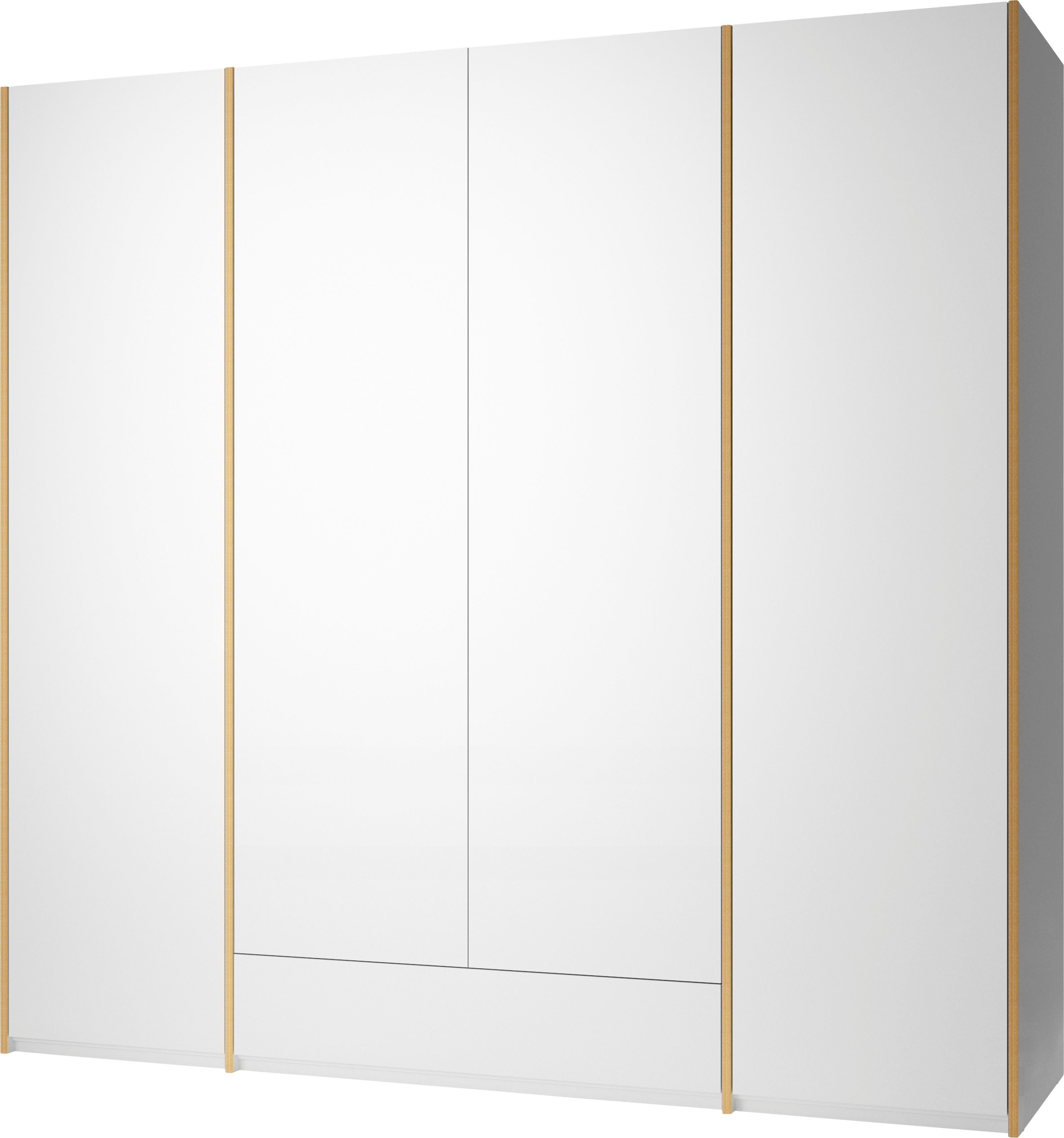 Müller SMALL LIVING Drehtürenschrank links 5 montierbar Modular Schublade, Plus weiß/birke Anbauregal oder weiß/birke | rechts Variante geräumige