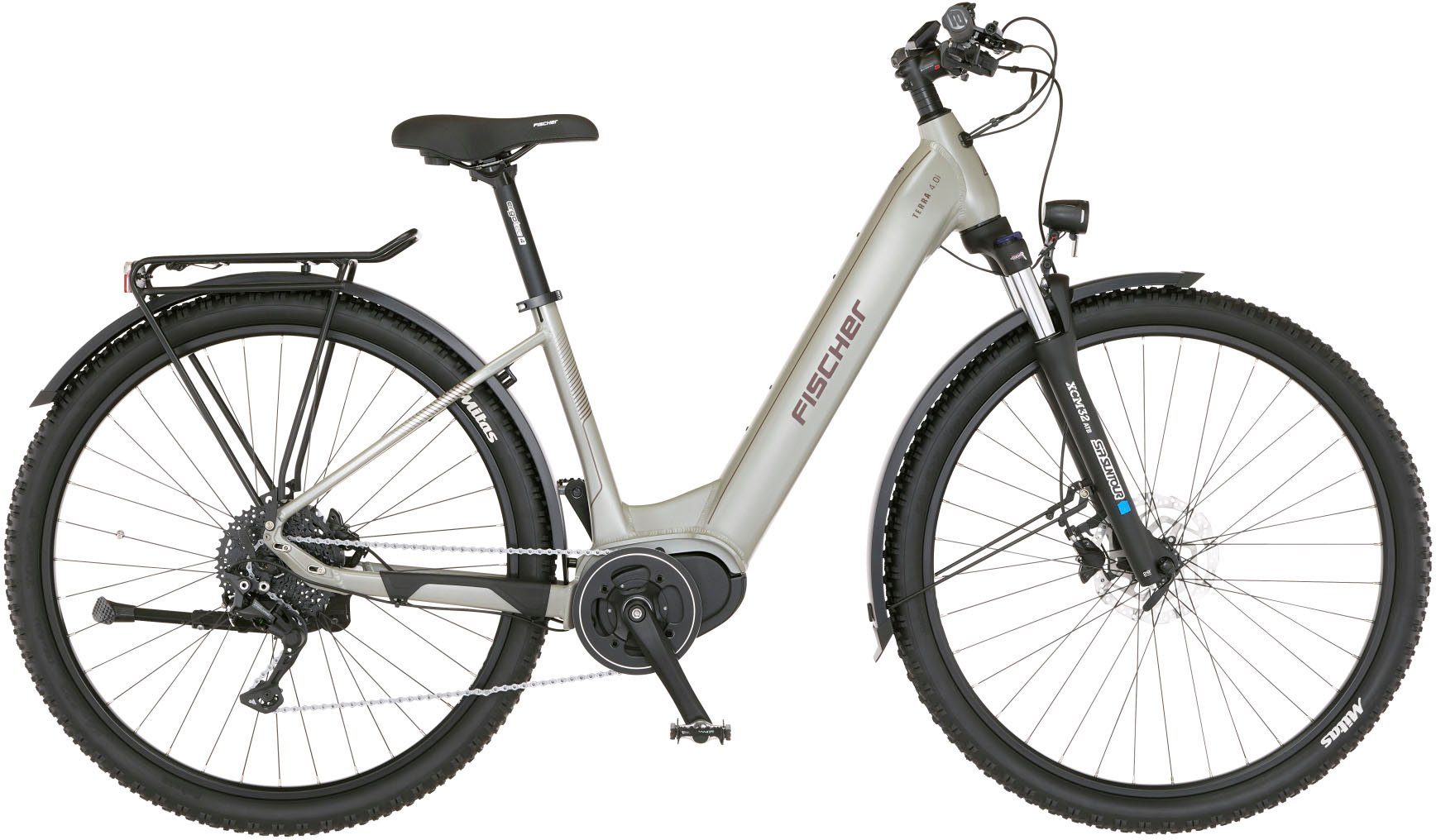 FISCHER Fahrrad E-Bike TERRA 4.0i 43, 10 Gang Shimano Deore Schaltwerk, Kettenschaltung, Mittelmotor, 630 Wh Akku, (mit Fahrradschloss), Pedelec