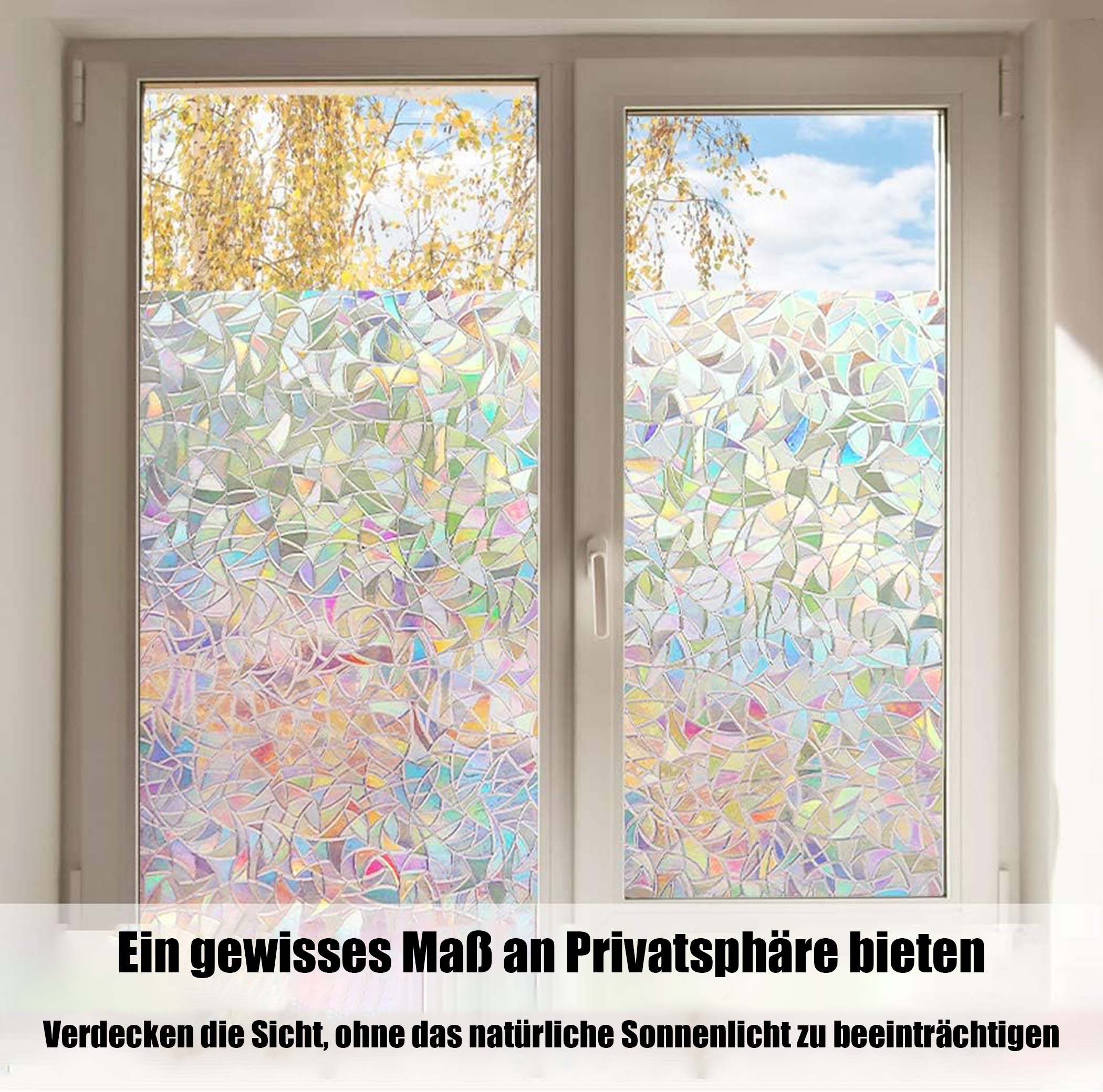 Coonoor Fensterfolie Selbsthaftend Blickdicht Sichtschutzfolie Fenster 3D Fensterfolie – Bild 4 von 5