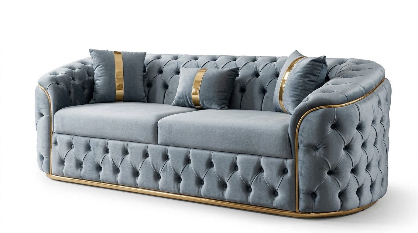 JVmoebel Chesterfield-Sofa Moderne Graue Chesterfield Wohnzimmer Couch Edle Polstercouch, 1 Teile, Made in Europa