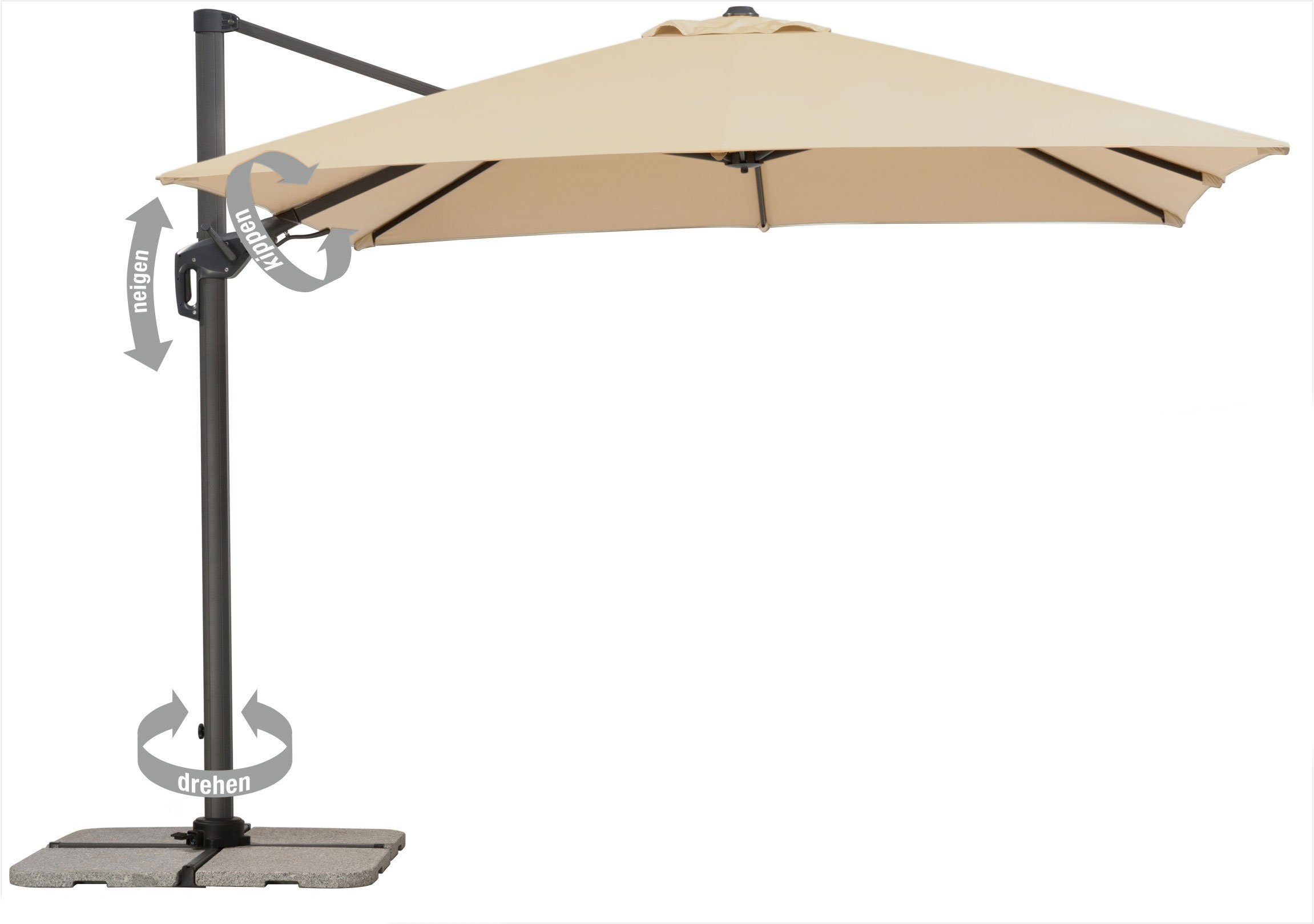 Schneider Schirme Ampelschirm Rhodos Twist, LxB 300x300 cm, Inkl