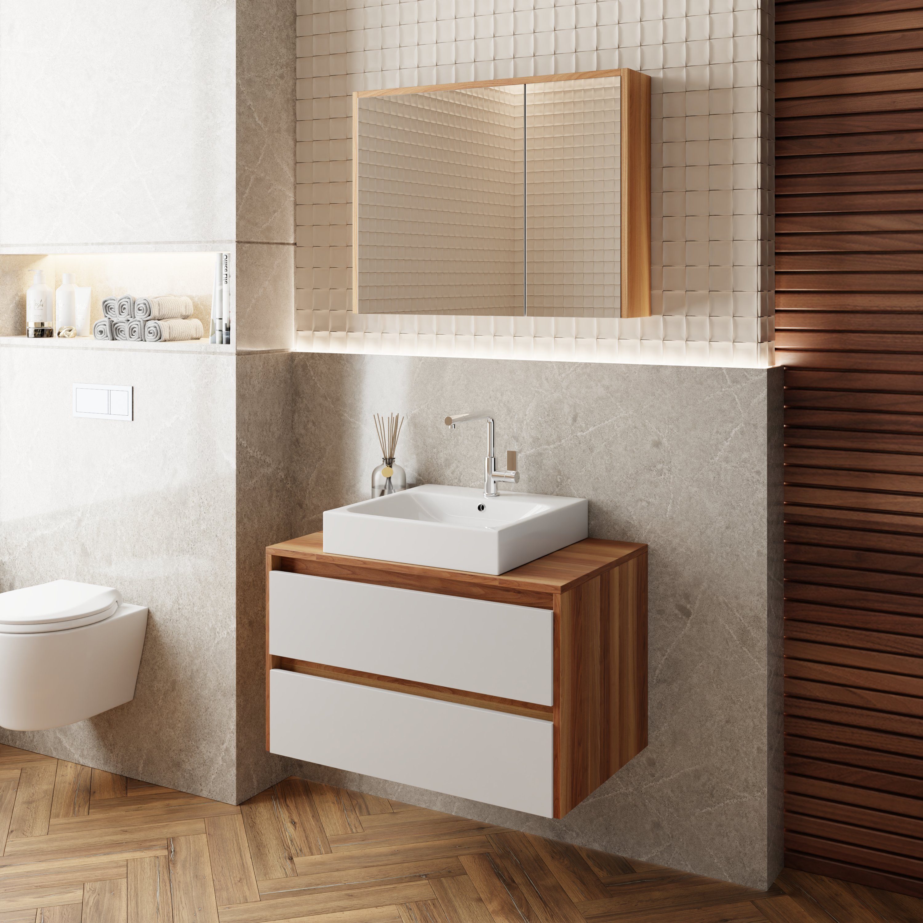 Karen Badmöbel-Set Badmöbel Set Loon, (Komplett-Set 3-Teilig (Unterschrank, günstig online kaufen