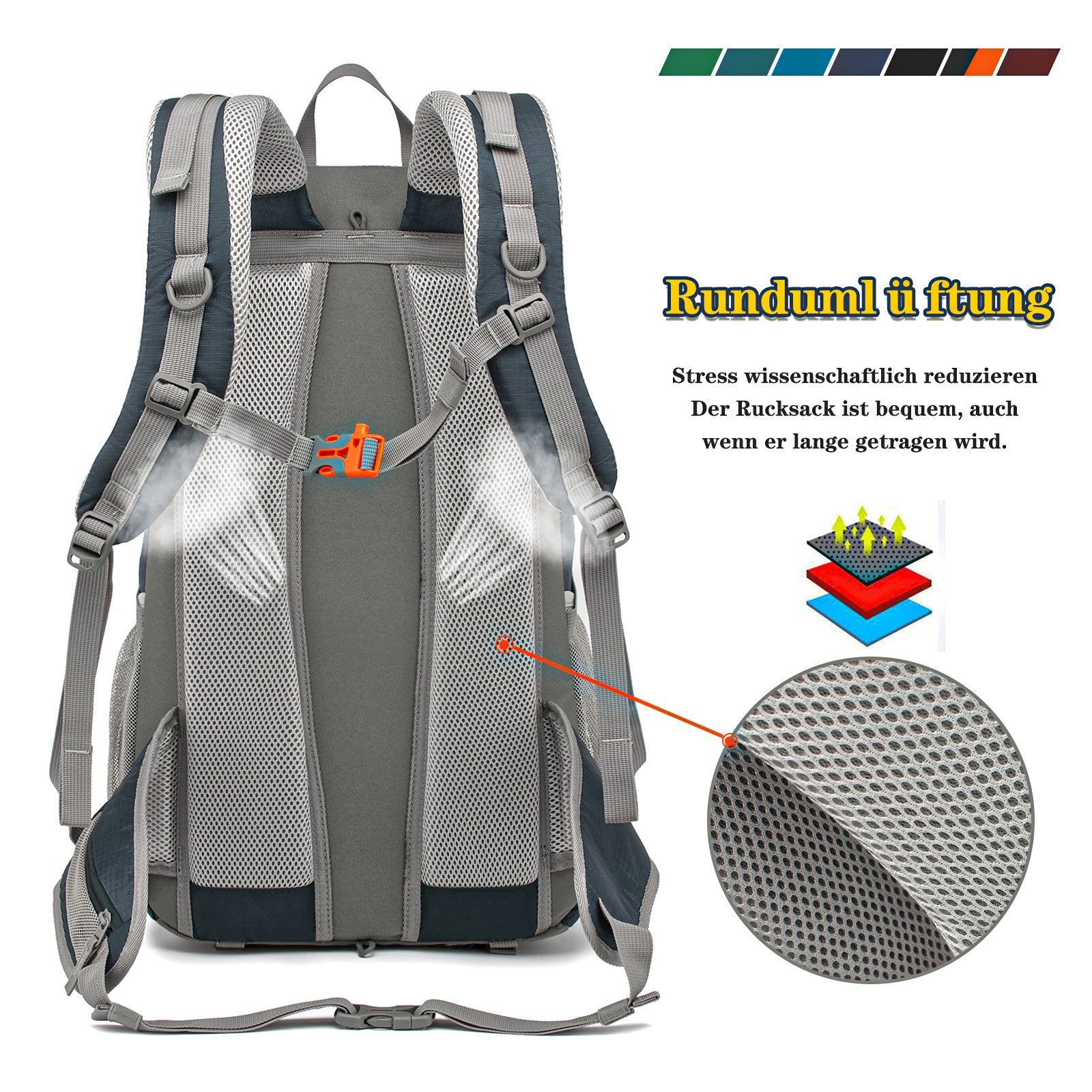 TAN.TOMI Wanderrucksack 40L Trekkingrucksack Rucksack Outdoor Wanderrucksack (Set mit 1 Rucksack und 1 Regenschutz, inkl. Regenhülle), mit Regenschutzhülle, Komressionsgurte für Trekkingstöcke