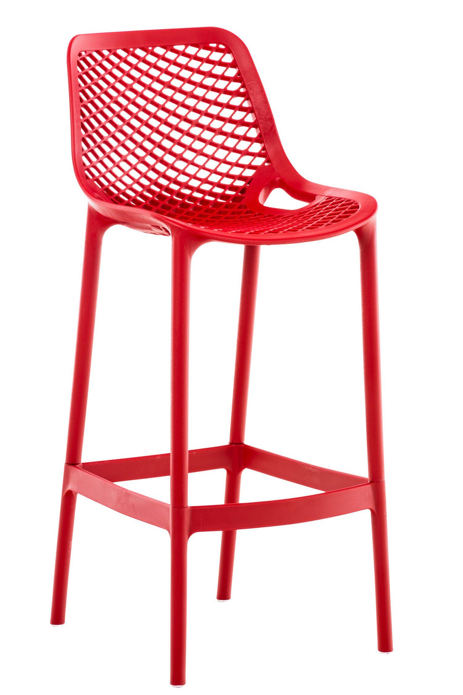 TPFLiving Barhocker Air (mit angenehmer Fußstütze - Hocker für Theke & Küche), Gestell Kunststoff - Sitzfläche: Kunststoff Rot