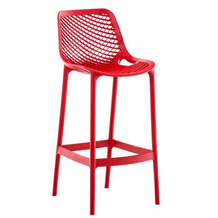 TPFLiving Barhocker Air (mit angenehmer Fußstütze - Hocker für Theke & Küche) Gestell Kunststoff - Sitzfläche: Kunststoff Rot