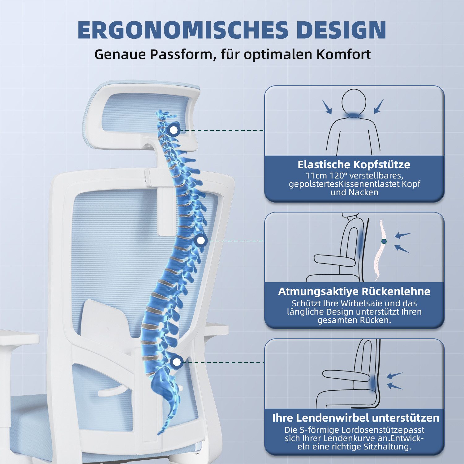 Adormii Bürostuhl Ergonomischer Bürostuhl, Schreibtischstuhl Chefsessel günstig online kaufen