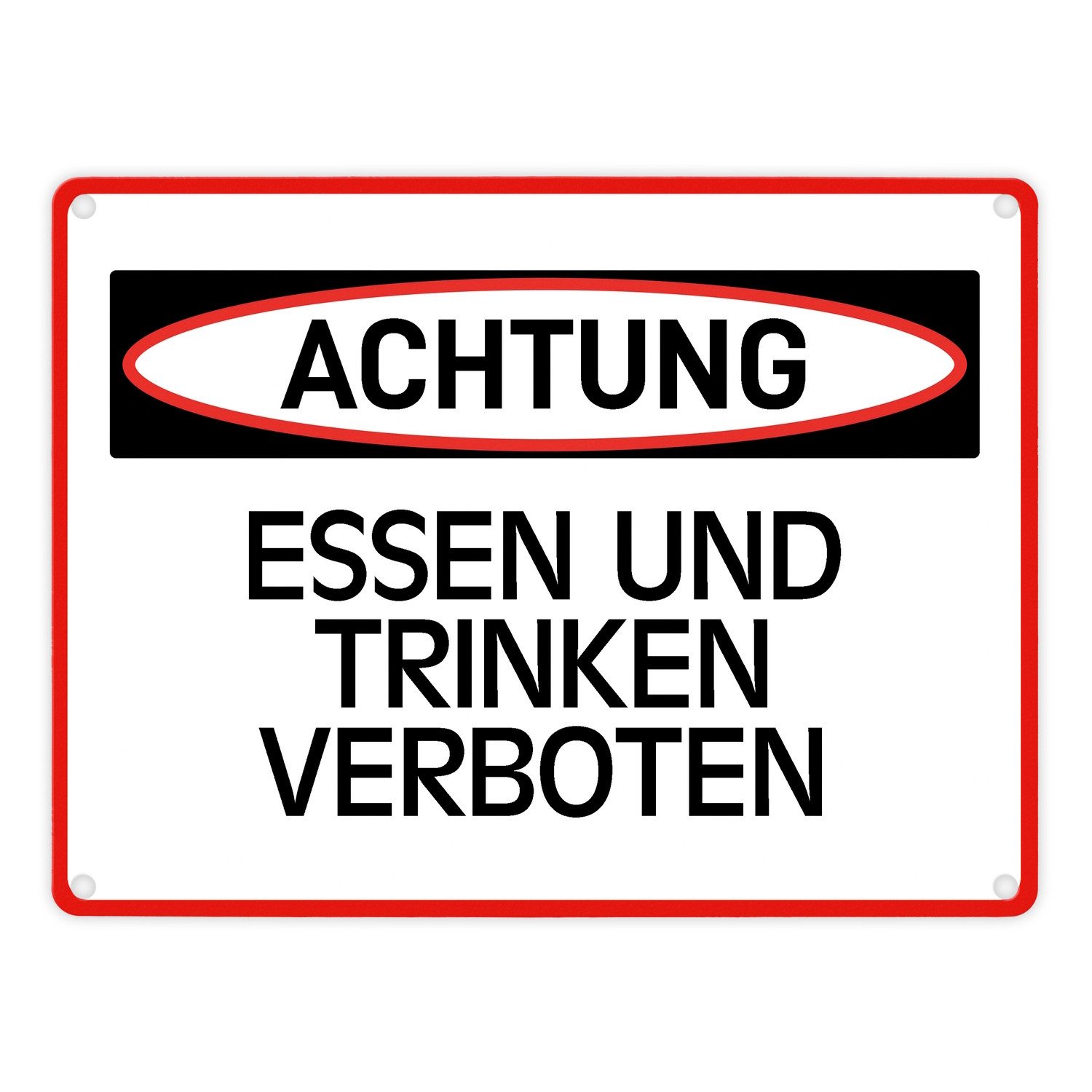 Metallschild Essen und Trinken verboten Warn Hinweisschild im modernen Design
