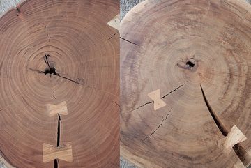 riess-ambiente Couchtisch GOA Ø60cm natur (Einzelartikel, 1-St), Wohnzimmer · Baumscheibe · Akazie-Massivholz · rund · auf Rollen