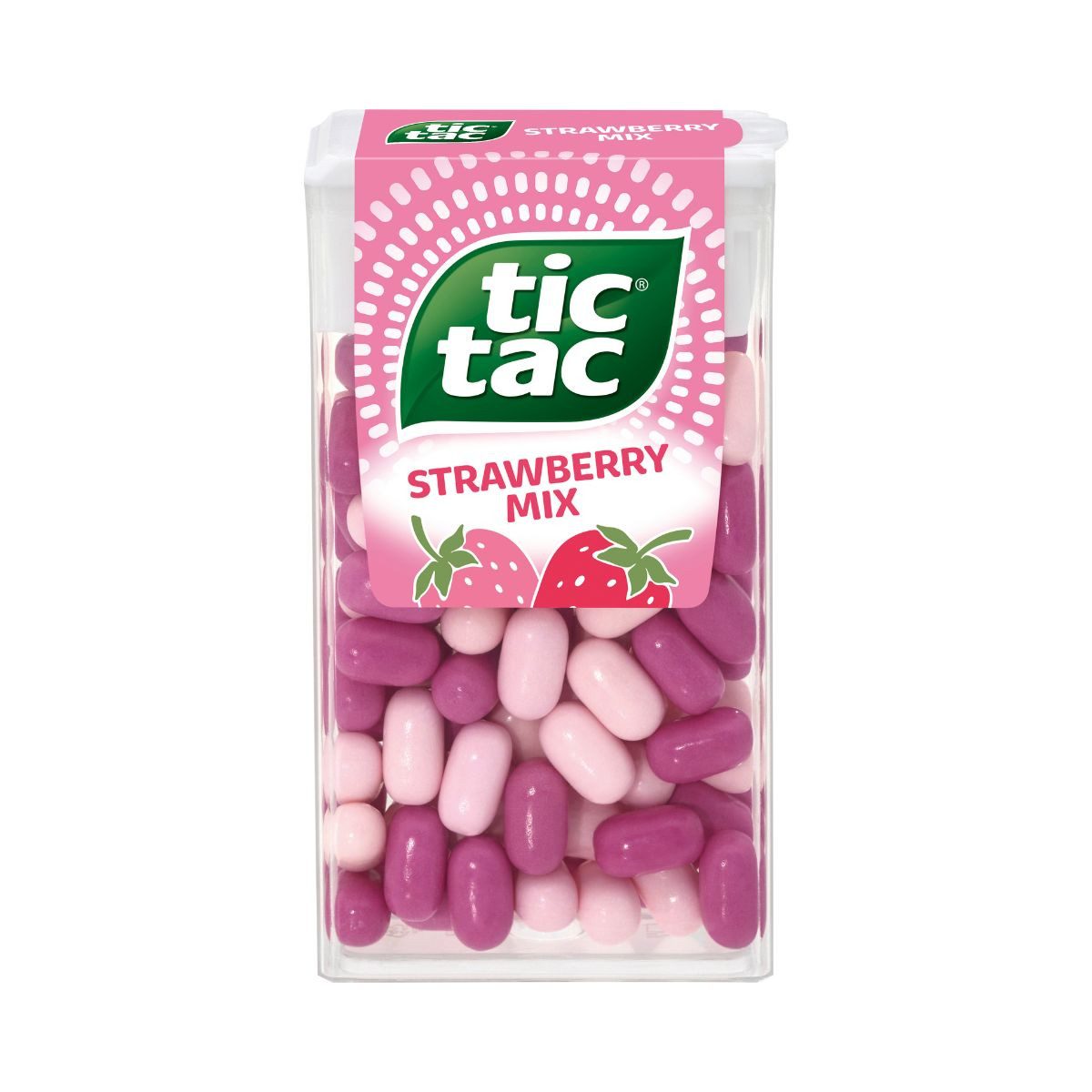tic tac Süßigkeit, tic tac Strawberry Mix Erdbeer Zitronen Pfefferminze Dragees 54g