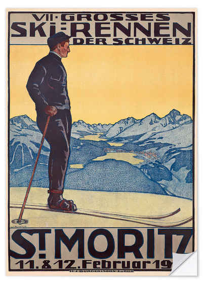 Posterlounge Wandfolie Walter Kupfer, St. Moritz, Vintage Illustration