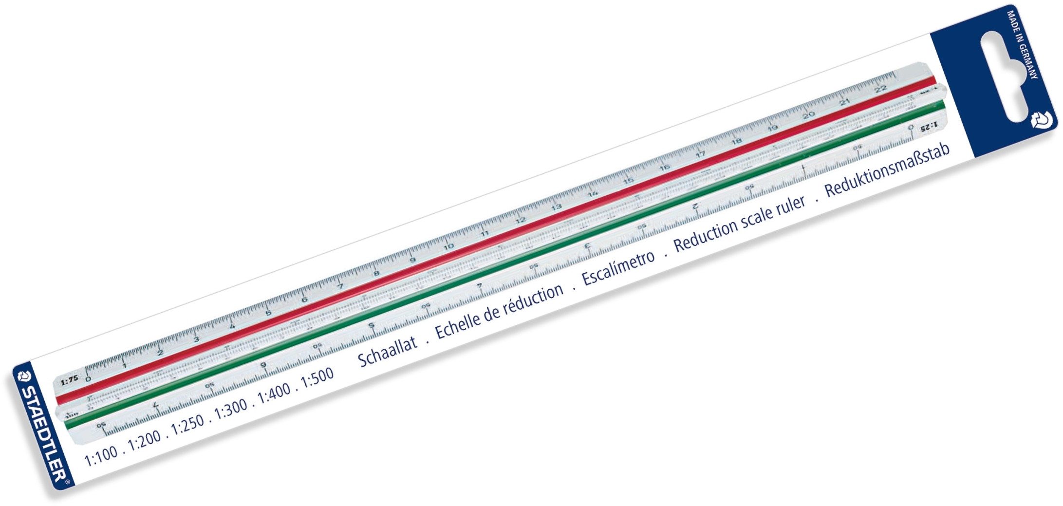 Zeichenlineal Reduktionsmaßstab Mars Kunststoff 33cm Teilung 1:100, 1:200, 1:250, 1: