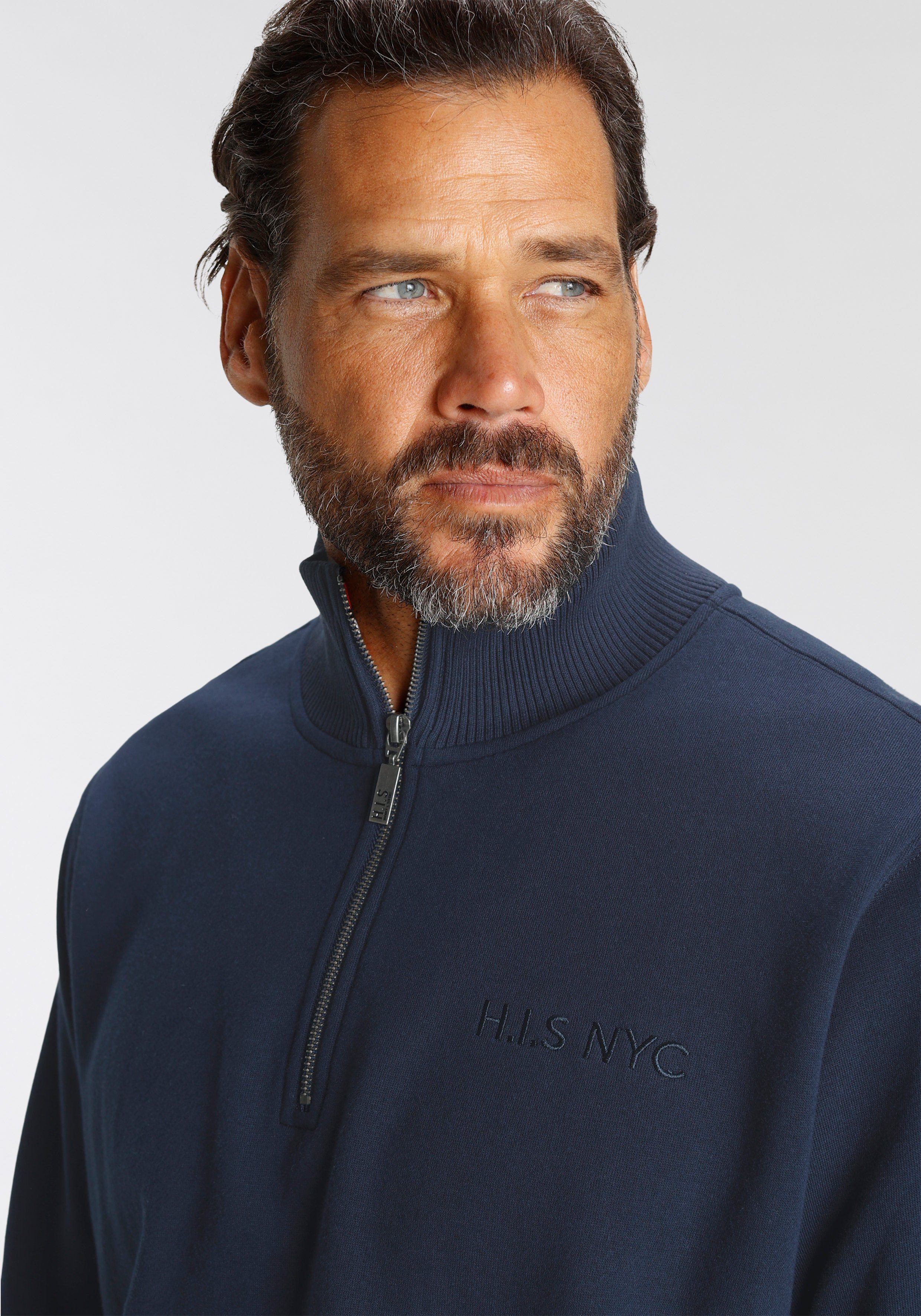 H.I.S Sweatshirt unifarben, aus dehnbarer Sweatware, mit Logostickerei
