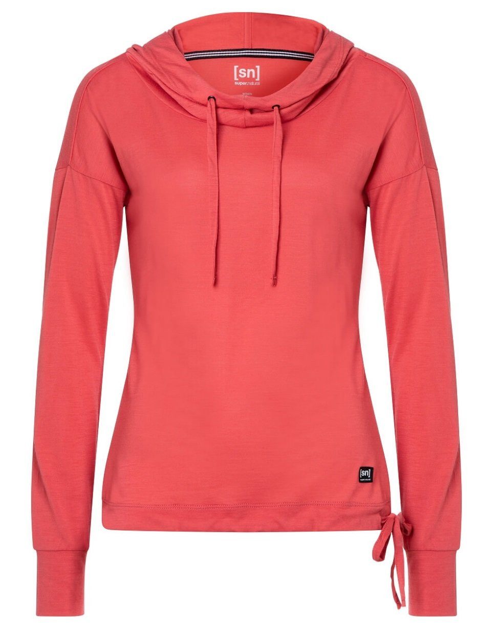 SUPER.NATURAL Kapuzenpullover Funnel Hoodie (Merinowolle) rot Damen