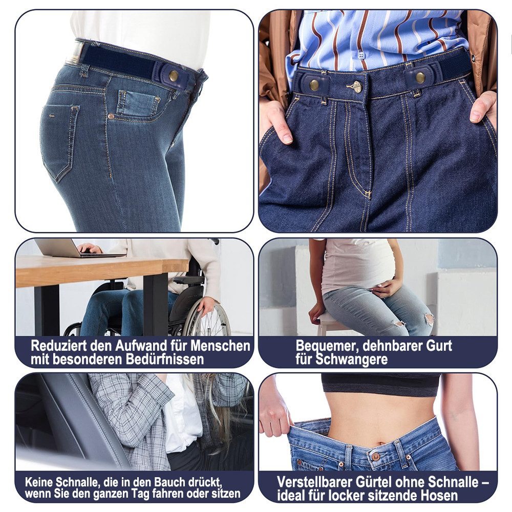 nsihing Stretchgürtel Elastischer Gürtel ohne Schnalle für Damen und Herren,Unsichtbarer verstellbarer Gürtel für Herren,elastischer schnallenloser Gürtel