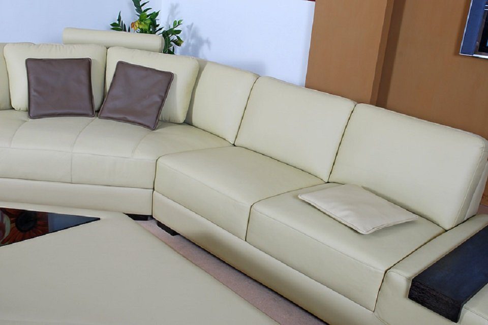 mit Designer L-Form, Couch Sofa Beige Ecksofa Hocker Ecksofa JVmoebel Made in Wohnlandschaft Europe