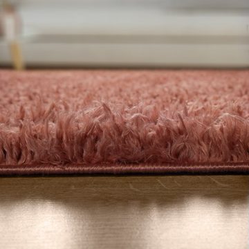 Hochflor-Teppich Teppich Wohnzimmer Hochflor Einfarbiges Design Modern Flauschig, TT Home, rund, Höhe: 44 mm