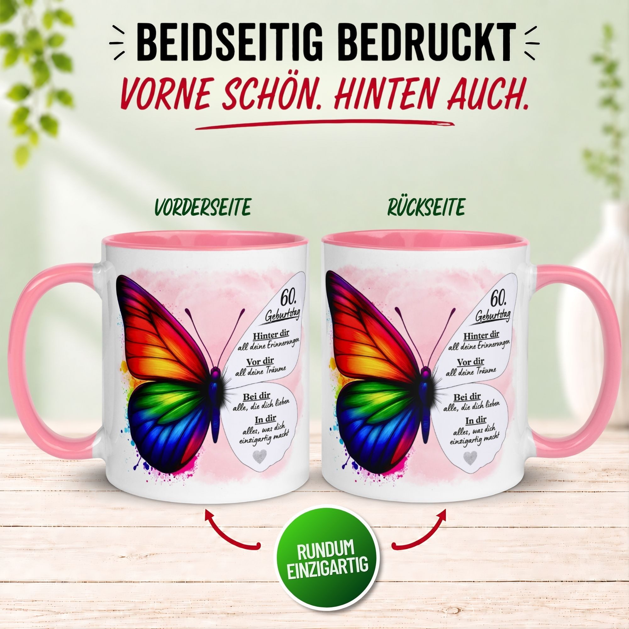 Momentals Tasse 60. Geburtstag Frau – Weil du einzigartig bist – Geburtstagsgeschenk, Gratis Versand · Links-&Rechtshänder · Spülmaschinenfest – Bild 4 von 5