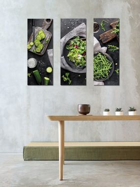 artissimo Glasbild Glasbild 30x80cm Bild aus Glas Küche Küchenbild hoch grün Gemüse Obst, Essen und Trinken: Green kitchen III