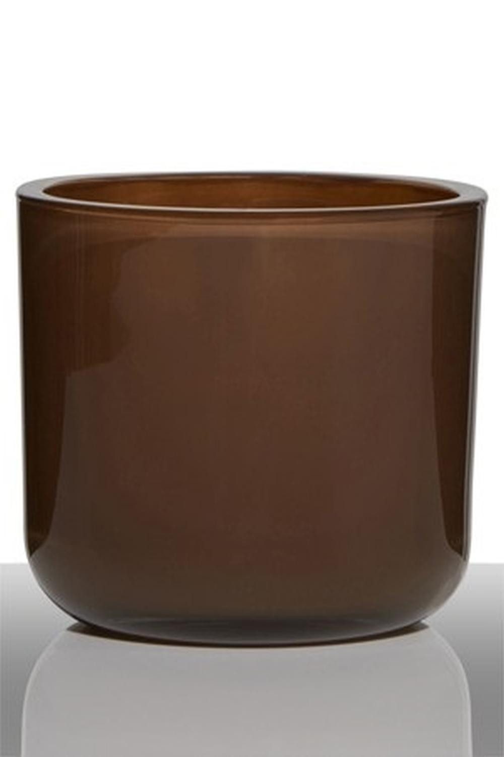 INNA-Glas Kerzenhalter Nick aus Glas, Schokobraun, 13cm, Ø14cm