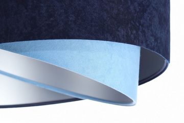 Licht-Erlebnisse Pendelleuchte MARLON, ohne Leuchtmittel, E27 D: 50 cm in Weiß Marineblau Hellblau Silber Stoff Metall Modern
