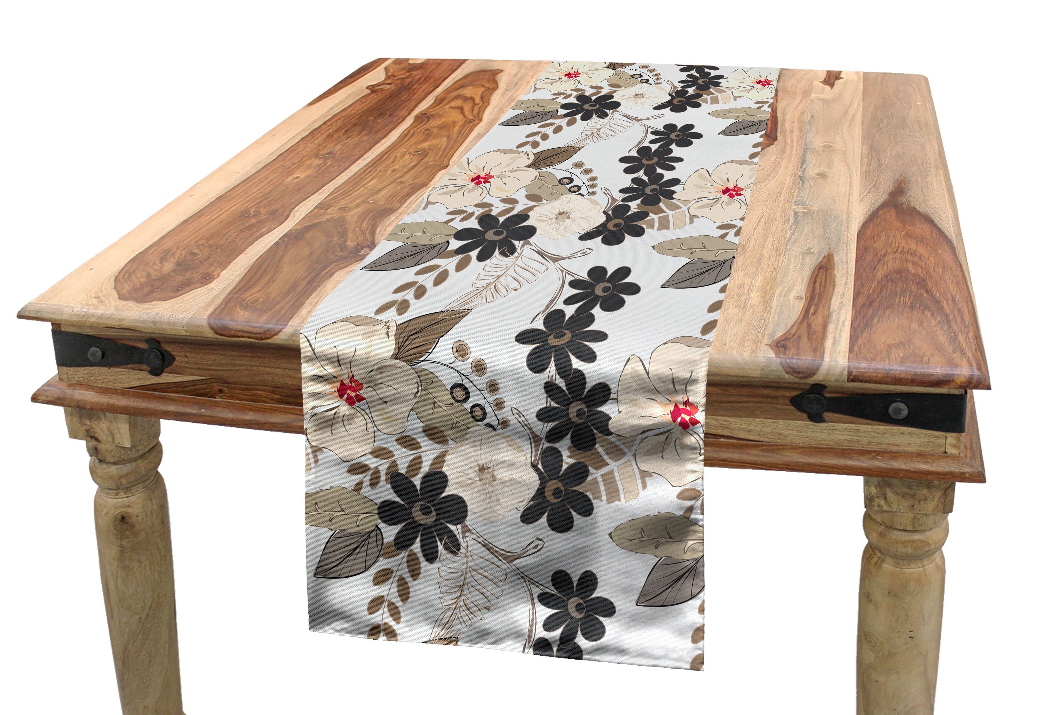 Abakuhaus Tischläufer Esszimmer Küche Rechteckiger Dekorativer Tischläufer, Blumen Exotische tropische Blütenblätter