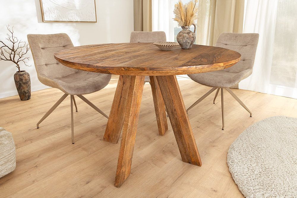 riess-ambiente Esstisch ART WOOD 120cm braun - Mango, Massivholz, Lack, höhenverstellbare Füße (Einzelartikel, 1-St), Küchentisch mit Holzmaserung - ideal für Ess- & Wohnzimmer oder Küche