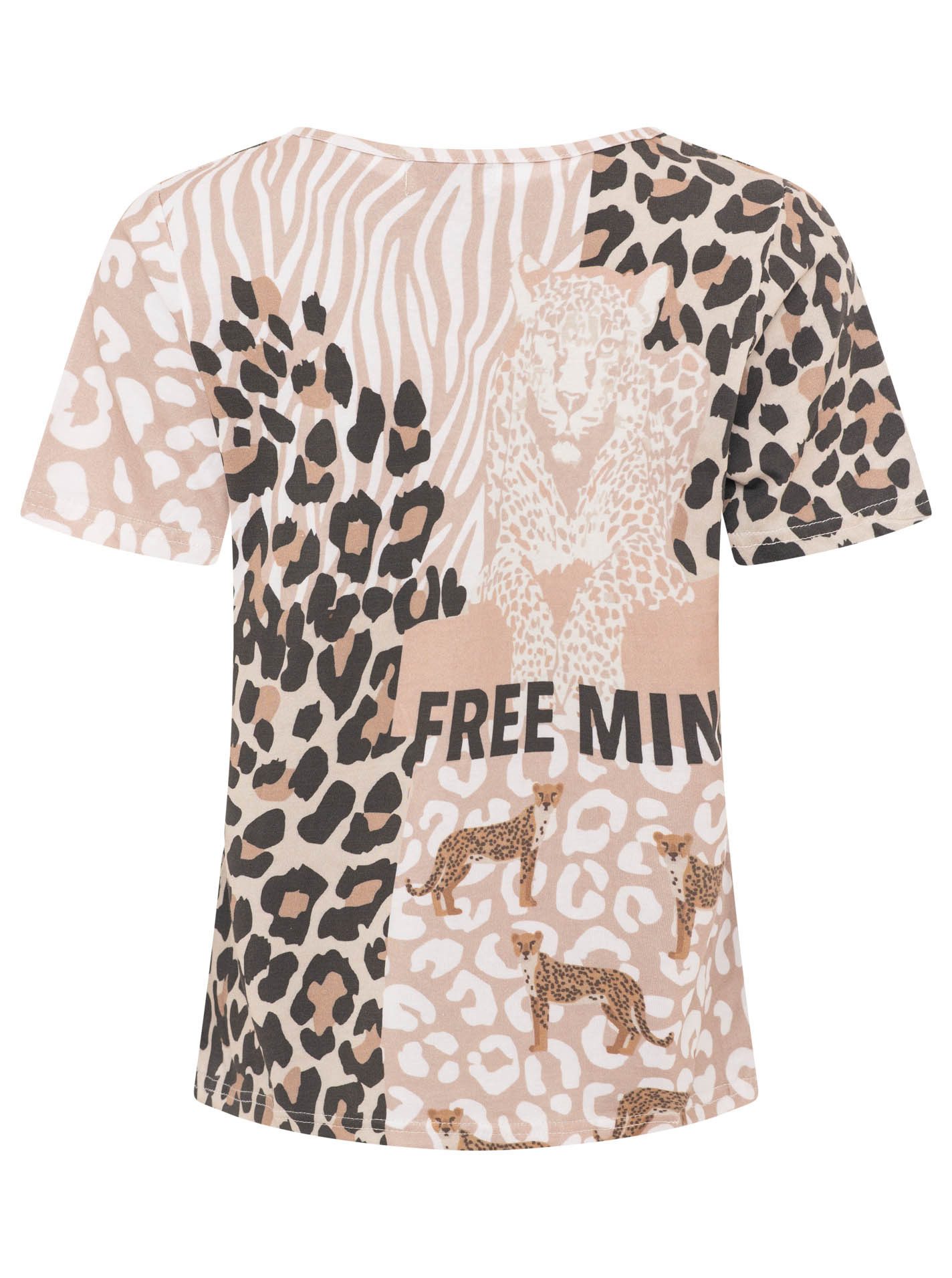 Zwillingsherz T-Shirt "Strong" Mustermix mit Leopard, Rundhals, kurzarm