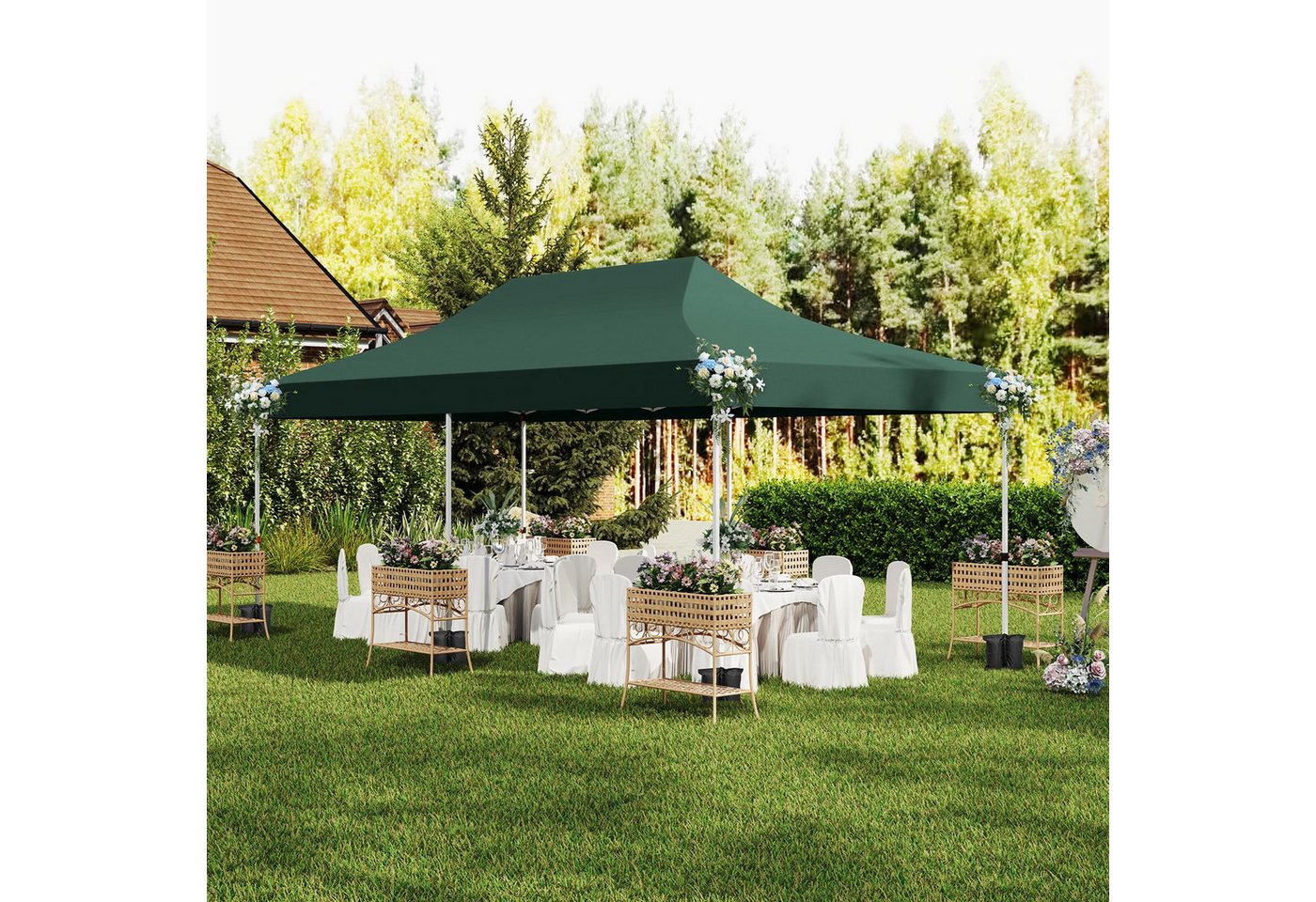 Thumbnail - COSTWAY Pavillon 3 x 6m Faltpavillon, mit 6 Seitenteilen, mit 6 abnehmbaren Seitenwänden