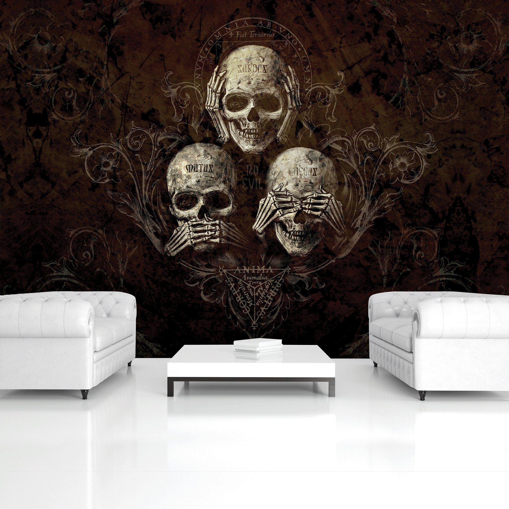 Wallarena Fototapete Totenkopf Schädel Gothic Alchemy Vlies Tapete für Wohn günstig online kaufen