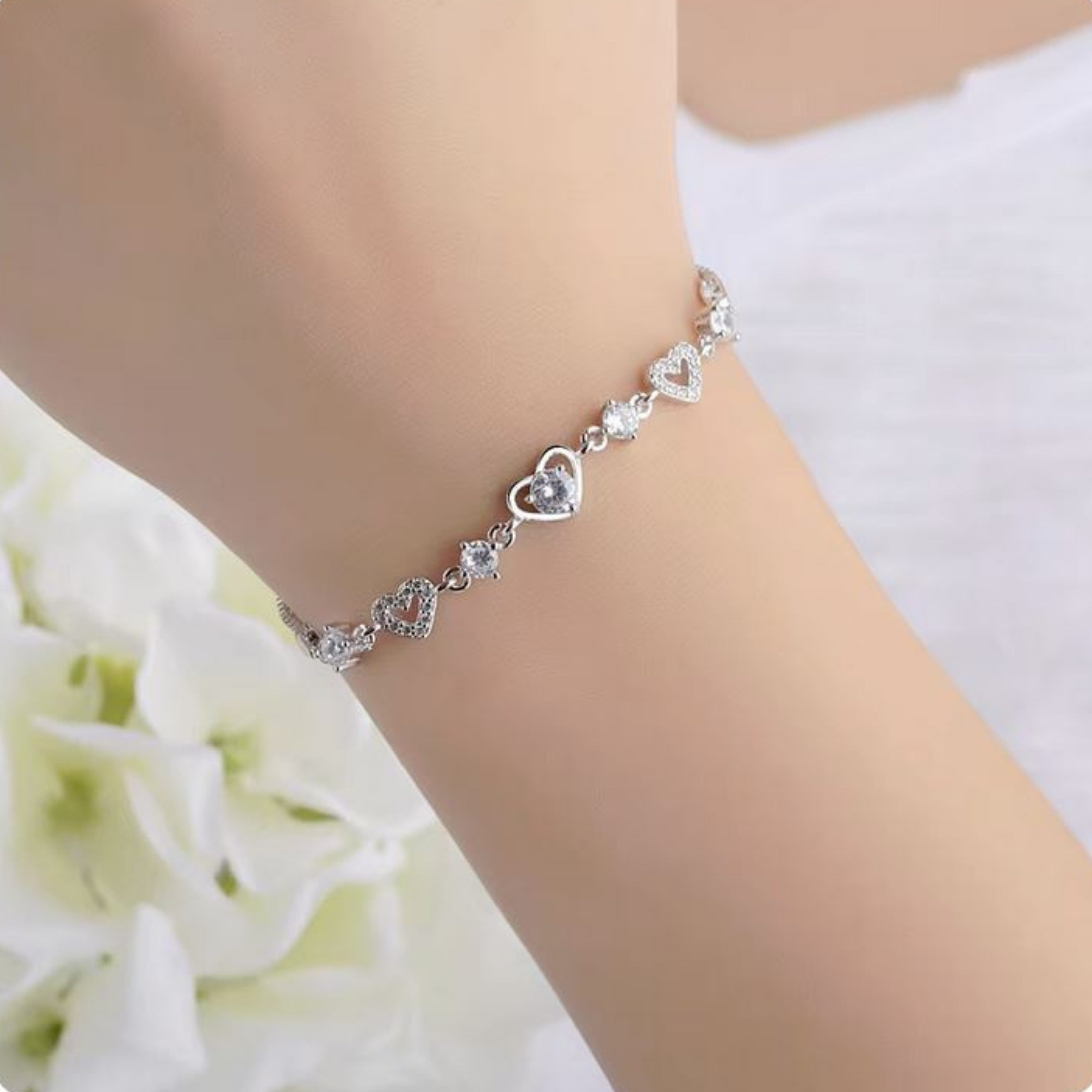 Felino Silberarmband Armband Herzen Herz Damen Frauen Diamanten Unendlich Liebe Ewigkeit (Schmuckbeutel), 925 Sterling Silber