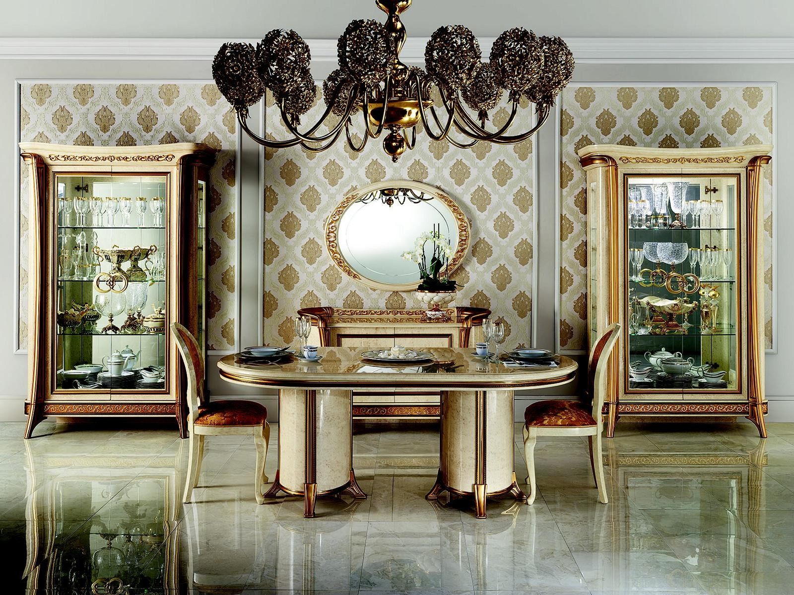 Xlmoebel Esszimmer-Set arredoclassic™ Sinfonia Vitrine Tisch Stühle Barock Rokoko, Made in Europa